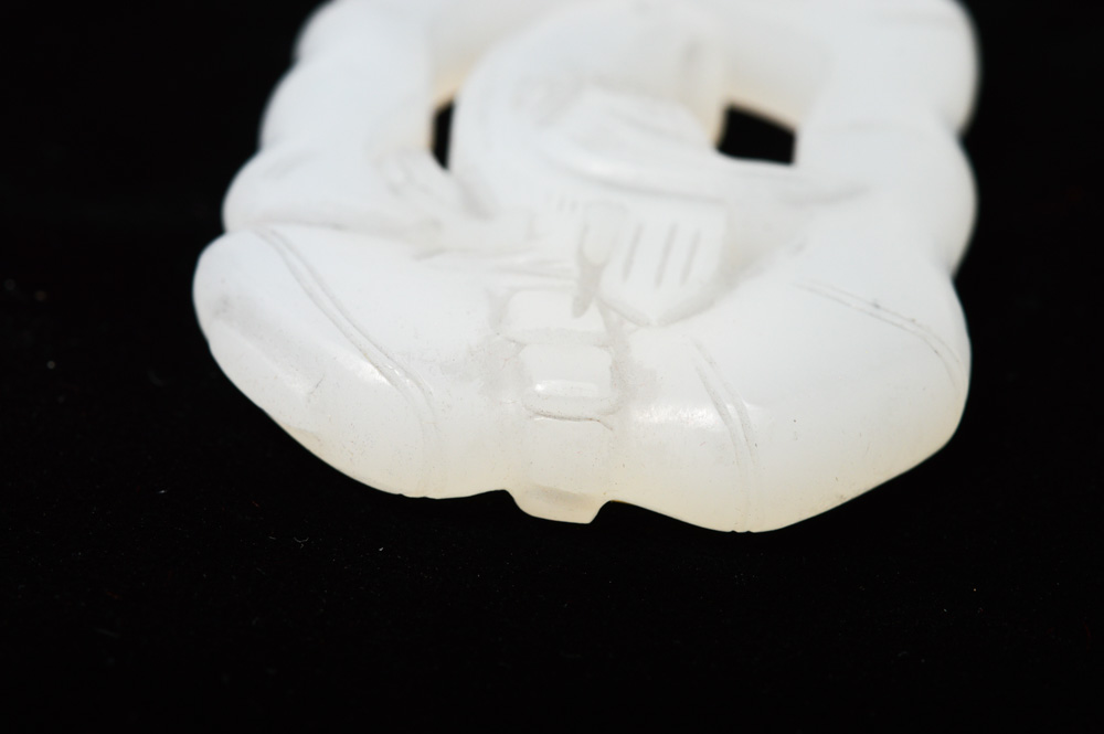 Antique Chinese Green Soapstone Carved Charm