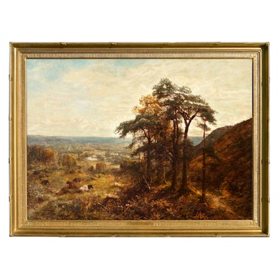 George William Mote 1881 Oil Painting on Canvas of an English Landscape George William Mote 1881 Oil Painting on Canvas of an English Landscape