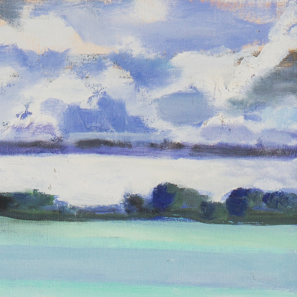 Thorvald Hagedorn-Olsen Oil Painting on Canvas "Evening Landscape with Roses"