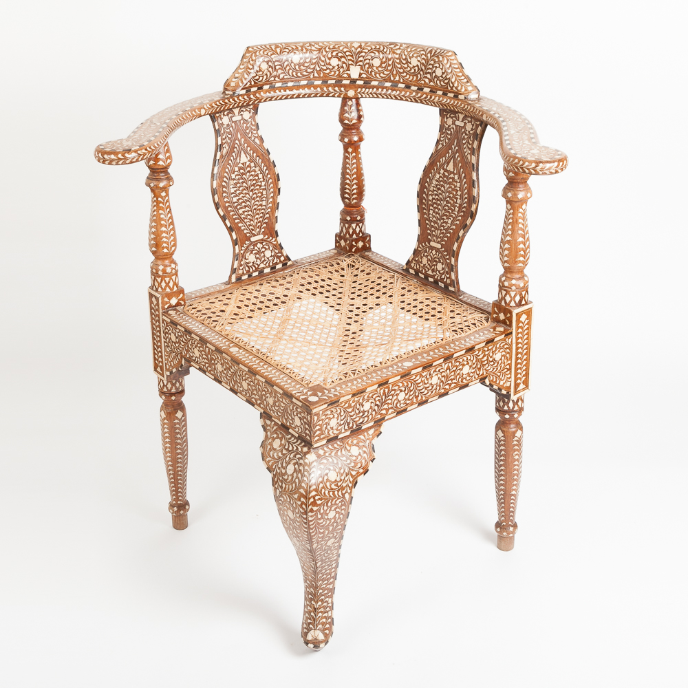 Decorative Corner Chair with Rush Seat