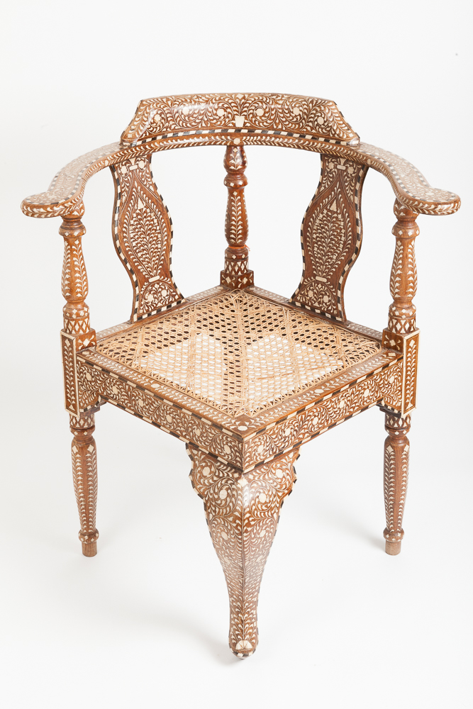 Decorative Corner Chair with Rush Seat