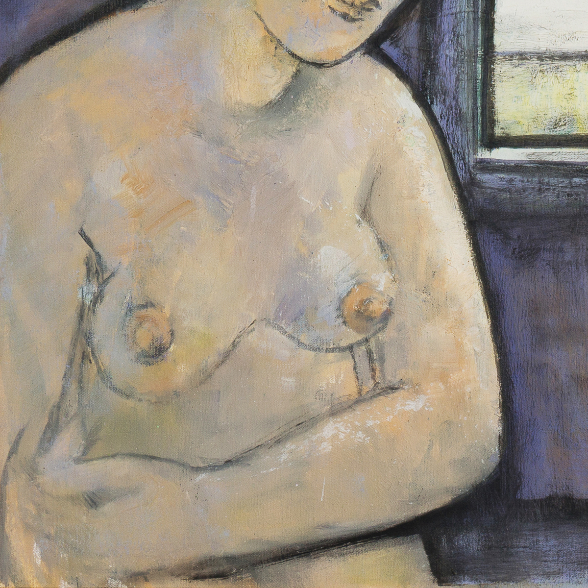 Thorvald Hagedorn-Olsen Oil Painting on Canvas "Model by the Window"