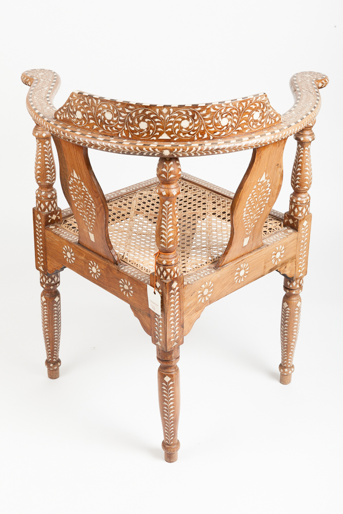 Decorative Corner Chair with Rush Seat