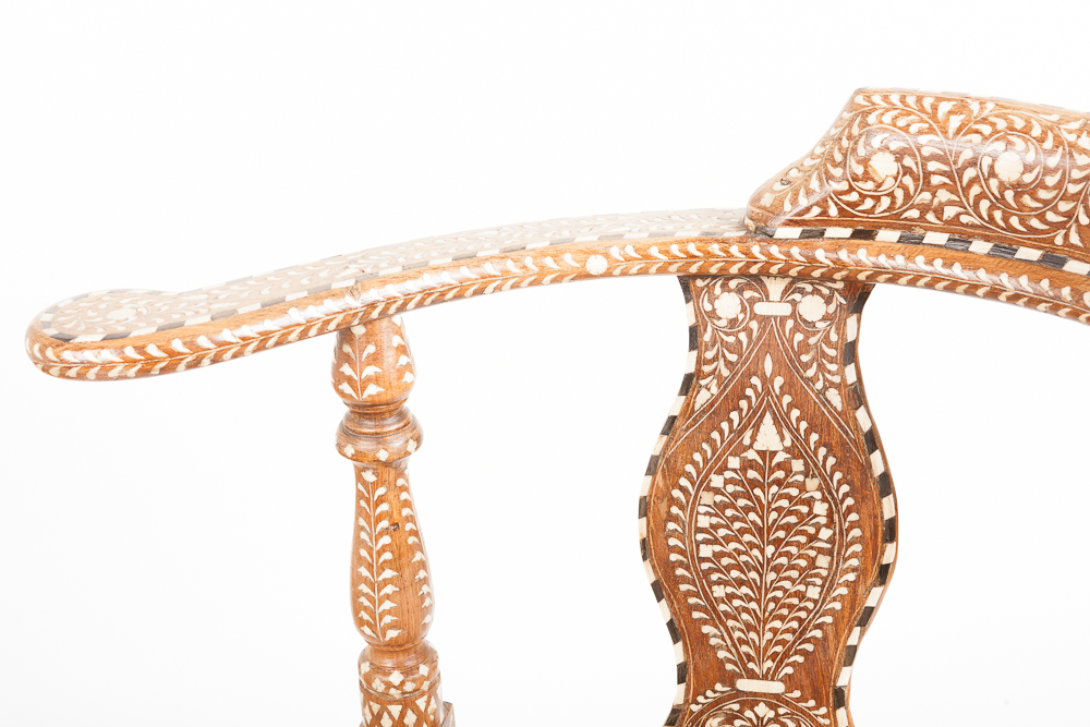 Decorative Corner Chair with Rush Seat