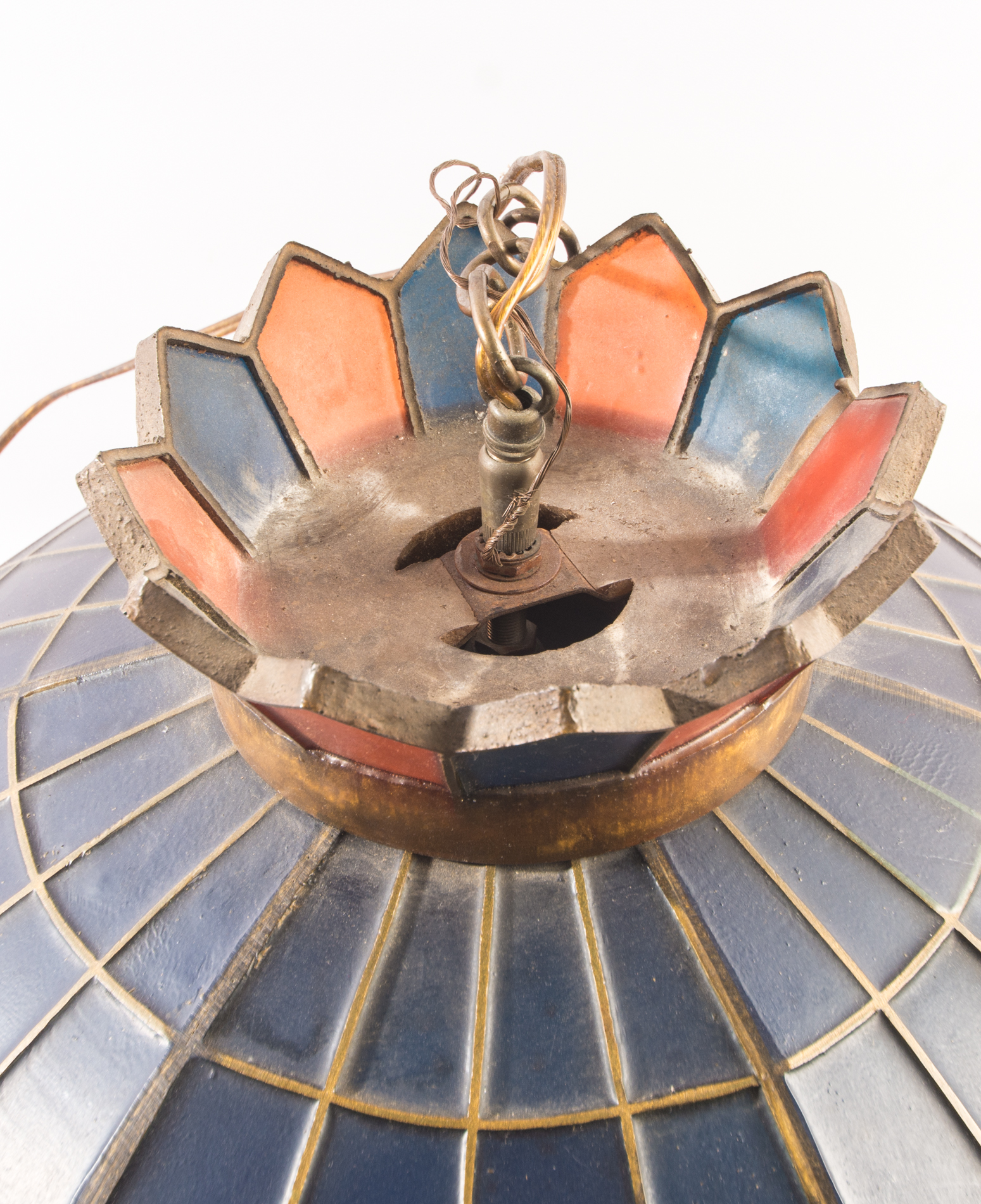 Vintage Pepsi-Cola Faux Stained Glass Pendant Lamp