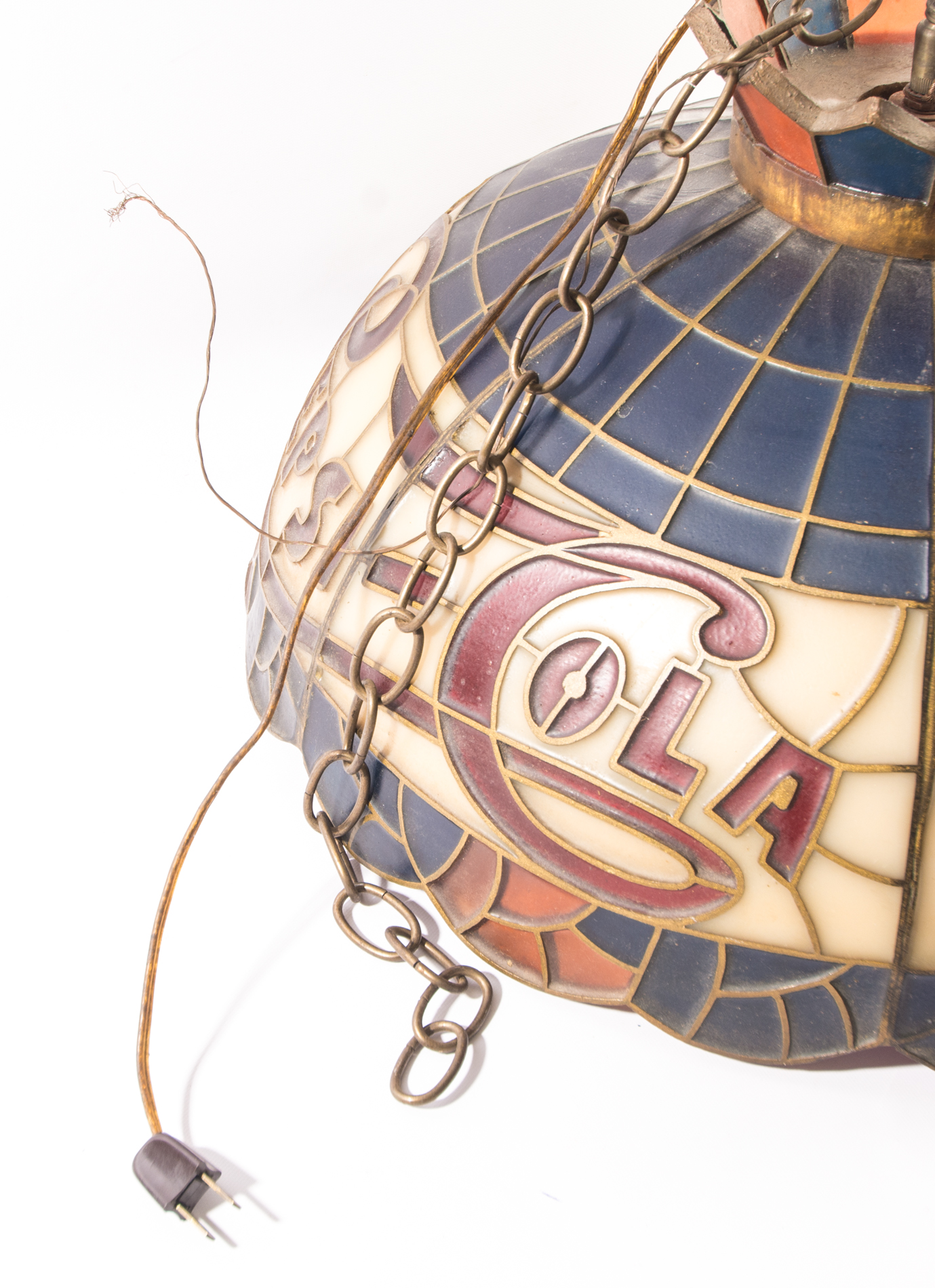 Vintage Pepsi-Cola Faux Stained Glass Pendant Lamp