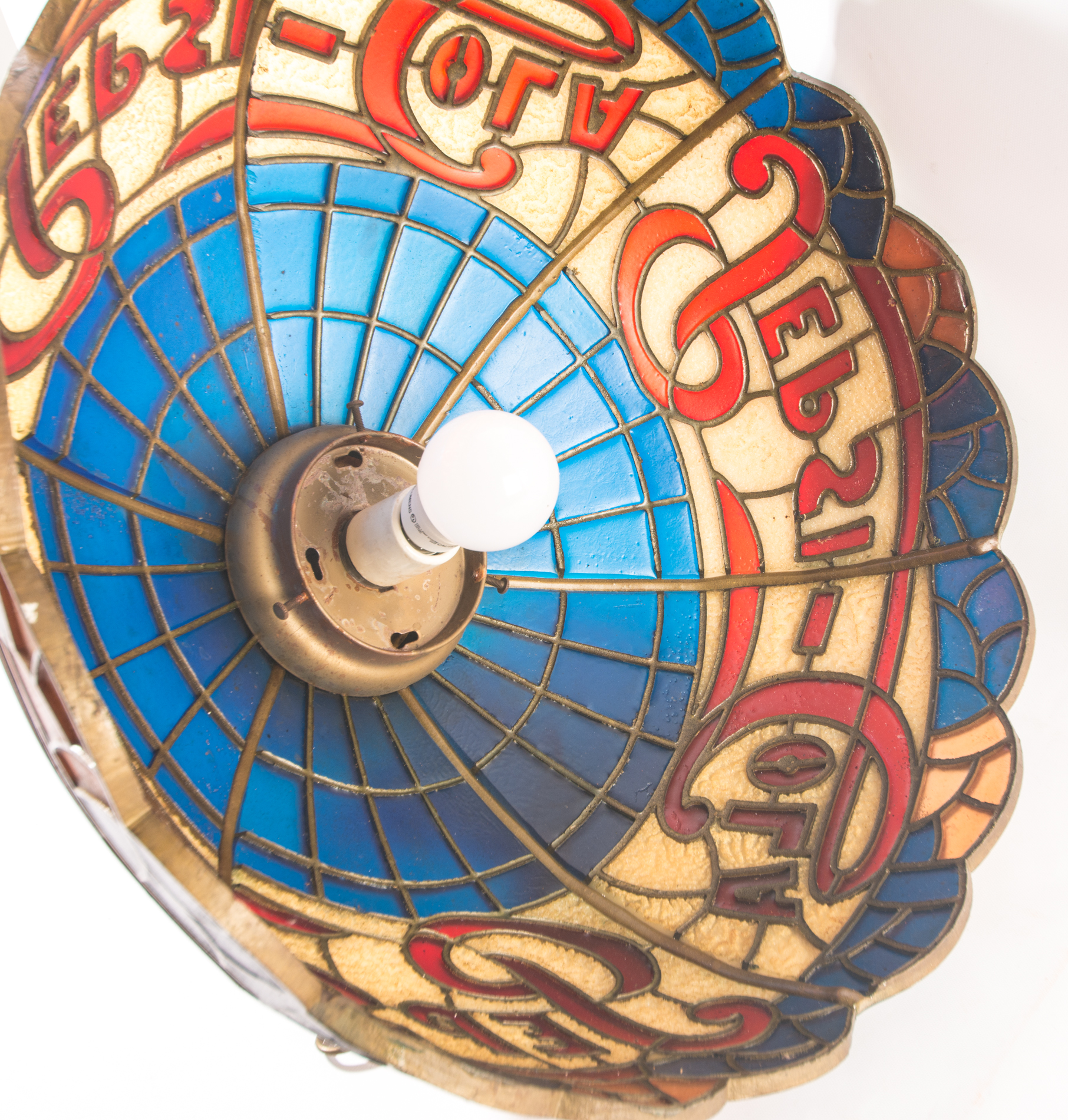 Vintage Pepsi-Cola Faux Stained Glass Pendant Lamp
