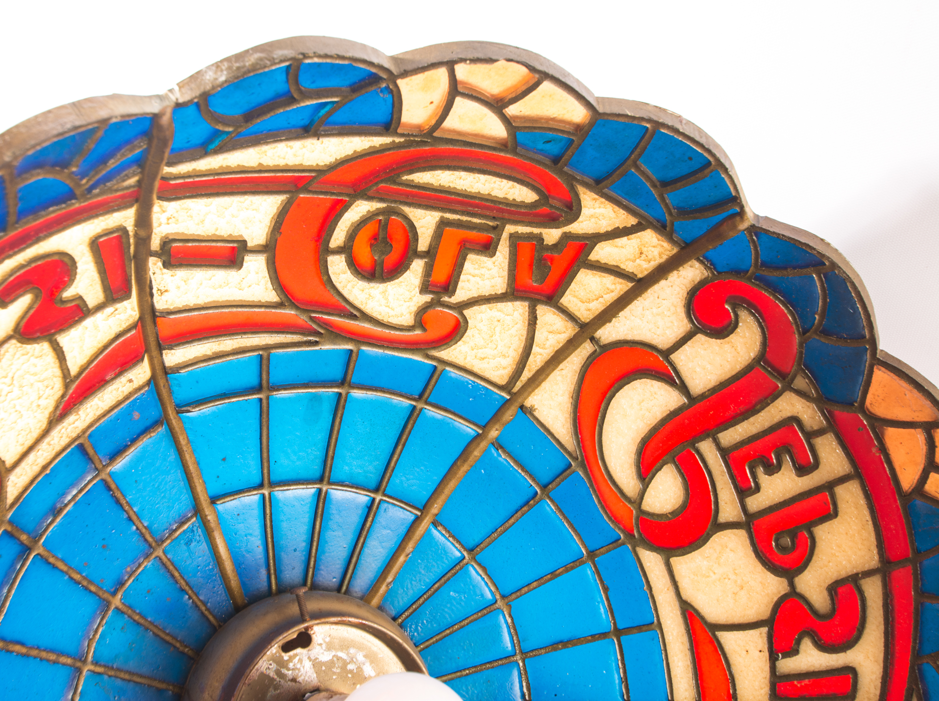 Vintage Pepsi-Cola Faux Stained Glass Pendant Lamp