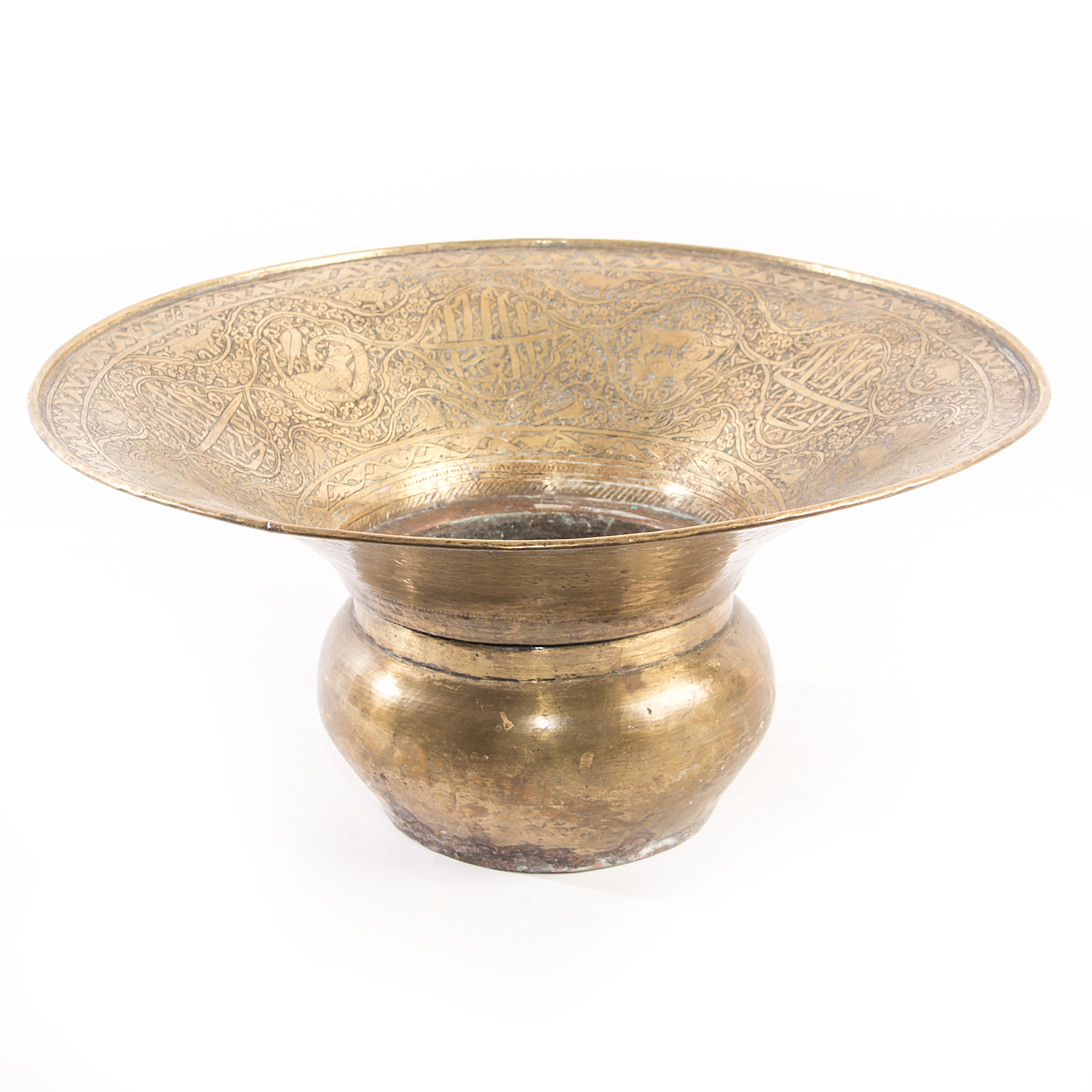 Vintage Indo-Persian Brass Spittoon