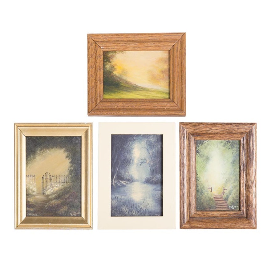 Four Tamara Hoffman Miniature Oil Paintings