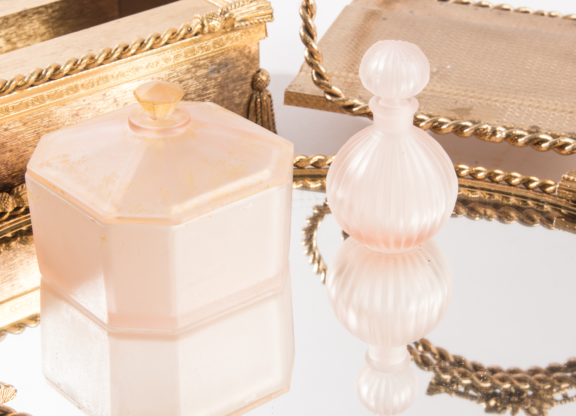 Vintage Gold Tone Vanity Set