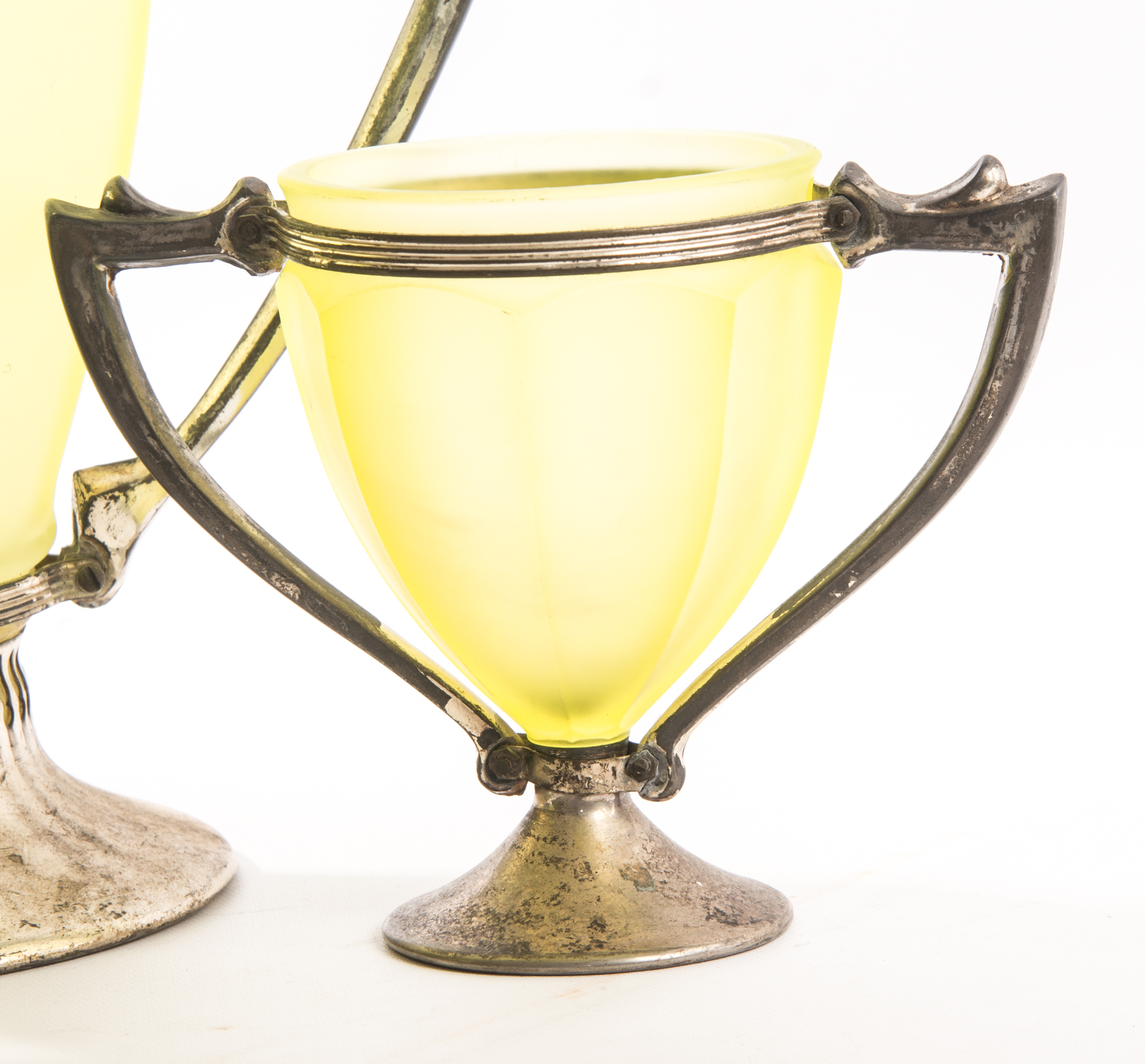 Vintage Frosted Vaseline Glass Tea Set