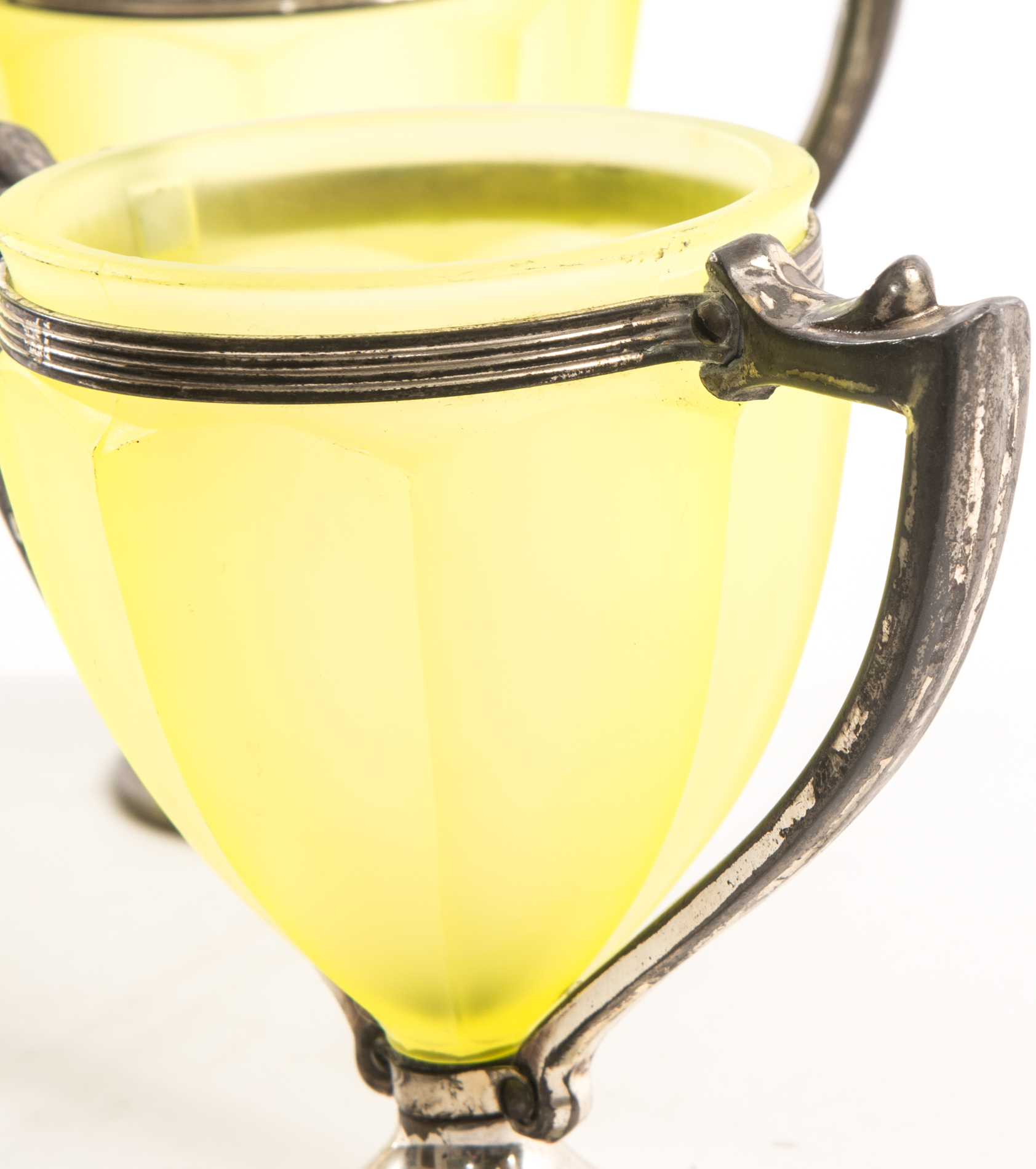 Vintage Frosted Vaseline Glass Tea Set