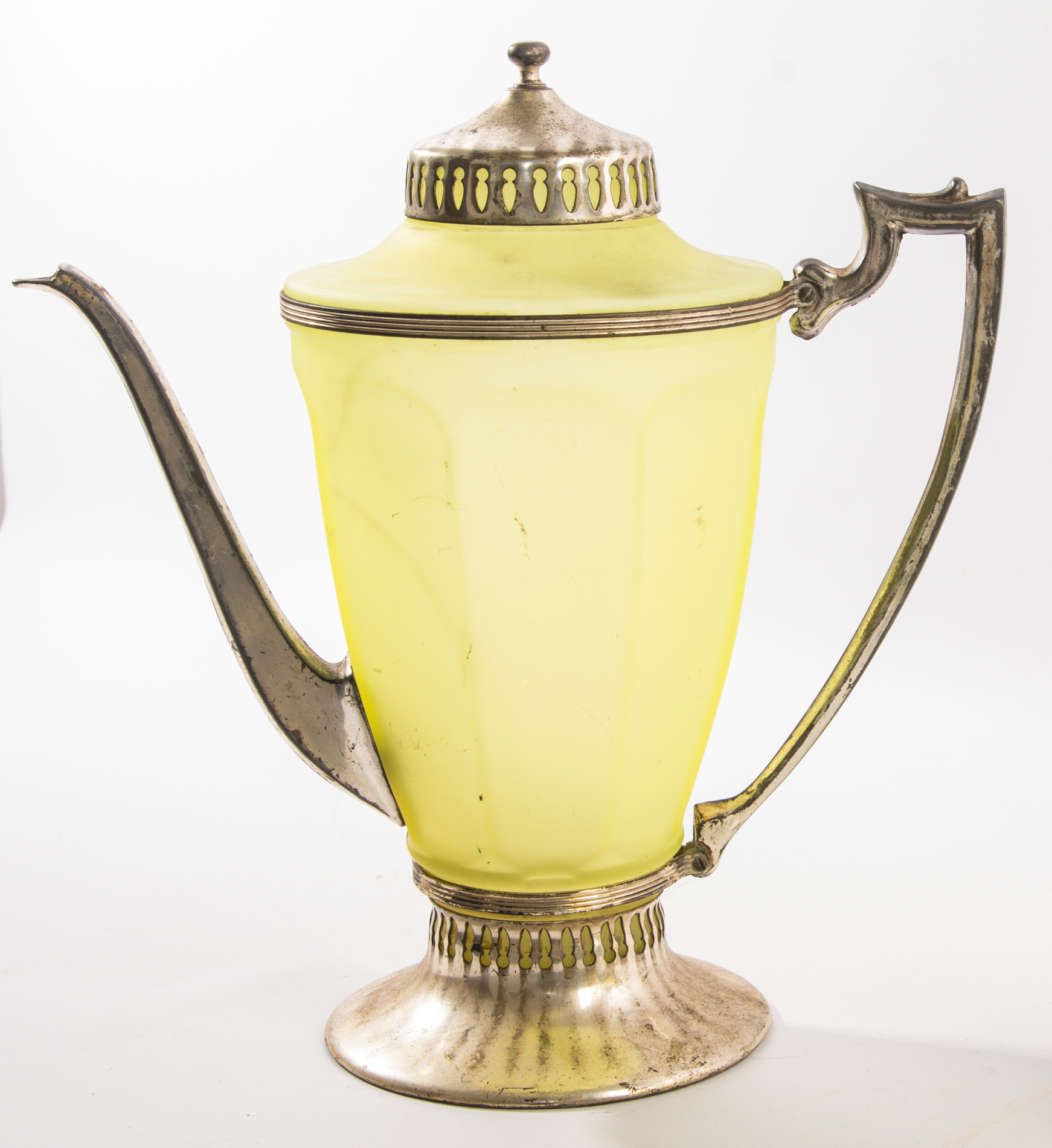 Vintage Frosted Vaseline Glass Tea Set