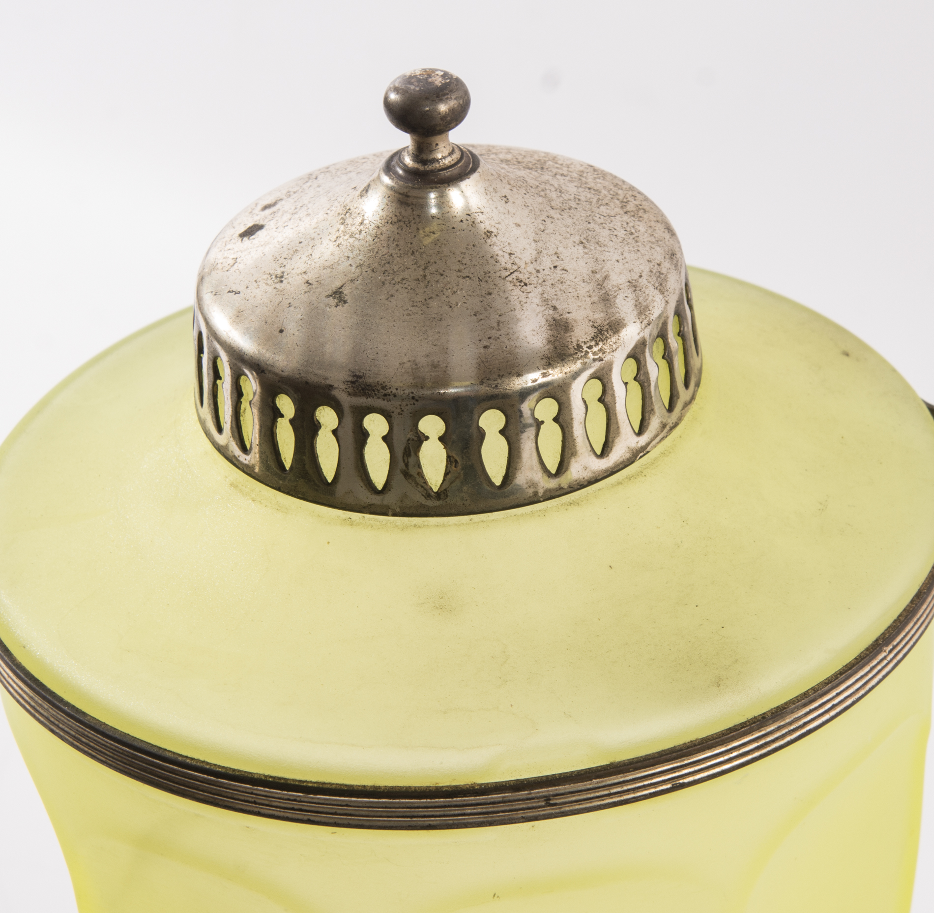 Vintage Frosted Vaseline Glass Tea Set