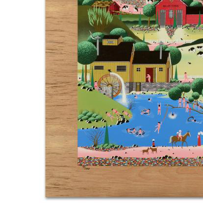 Nobuo "Nicky" Watanabe Signed Limited Edition Print on Wood Panel "Skinny Dipping"