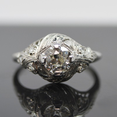 Edwardian Platinum 0.84 CTW Diamond Ring