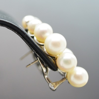 14K White Gold Cultured Pearl 1.00 CTW Diamond Pierced Earrings