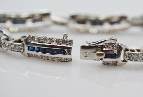 18K White Gold Sapphire and 2.25 CTW Diamond Bracelet