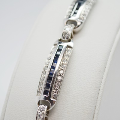 18K White Gold Sapphire and 2.25 CTW Diamond Bracelet