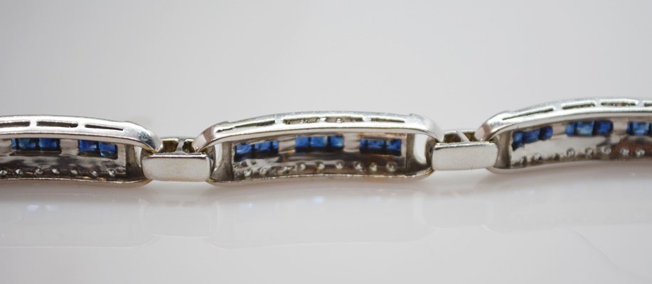 18K White Gold Sapphire and 2.25 CTW Diamond Bracelet