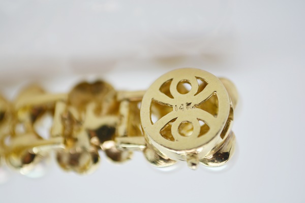 14K Yellow Gold Akoya Cultured Pearl and Ruby Floral Bracelet