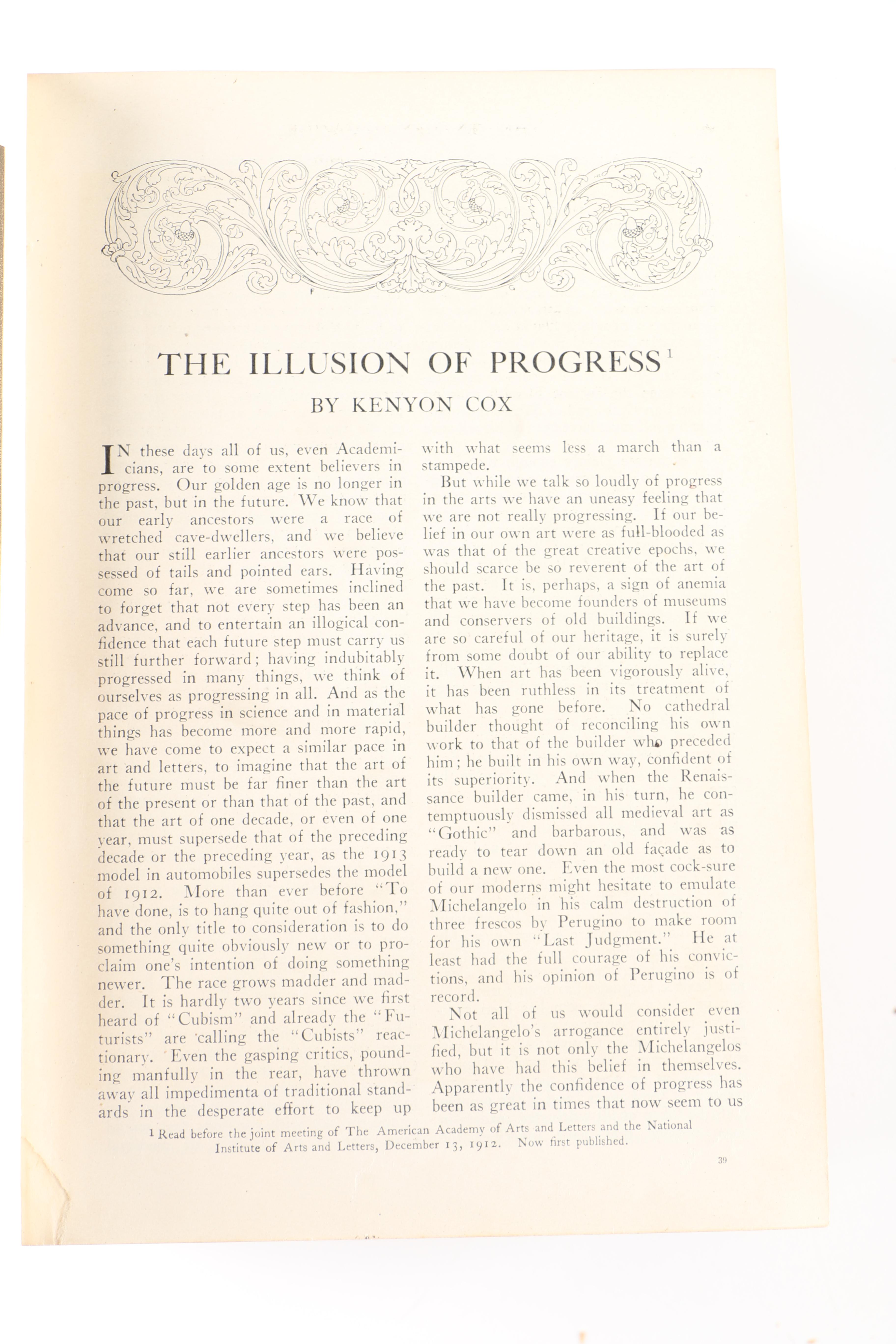 1913 "Atlantic Monthly: Art, Literature Nature" by Kenyon Cox