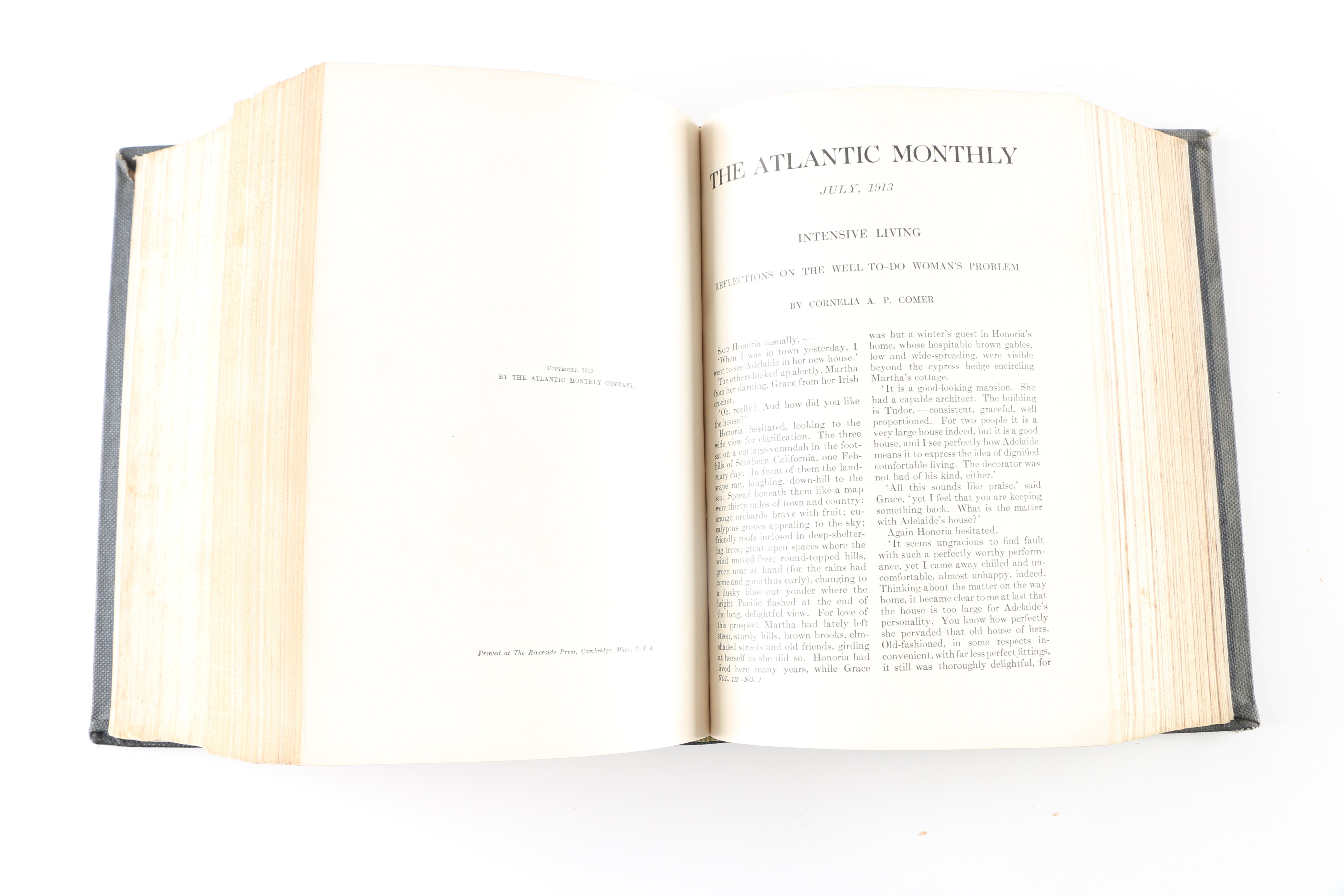 1913 "Atlantic Monthly: Art, Literature Nature" by Kenyon Cox