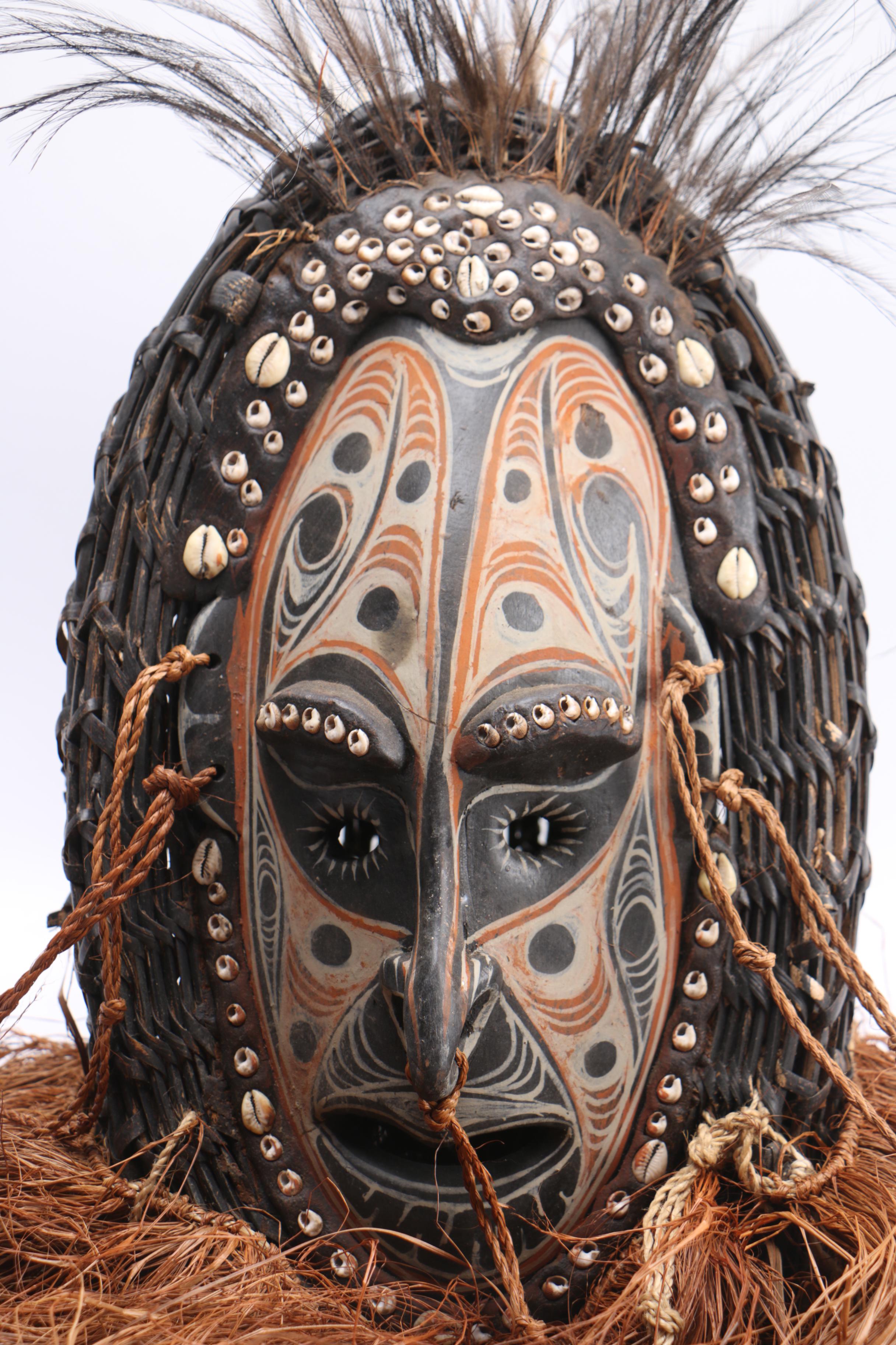 Lower Sepik River Valley Carved and Painted Basket Mask