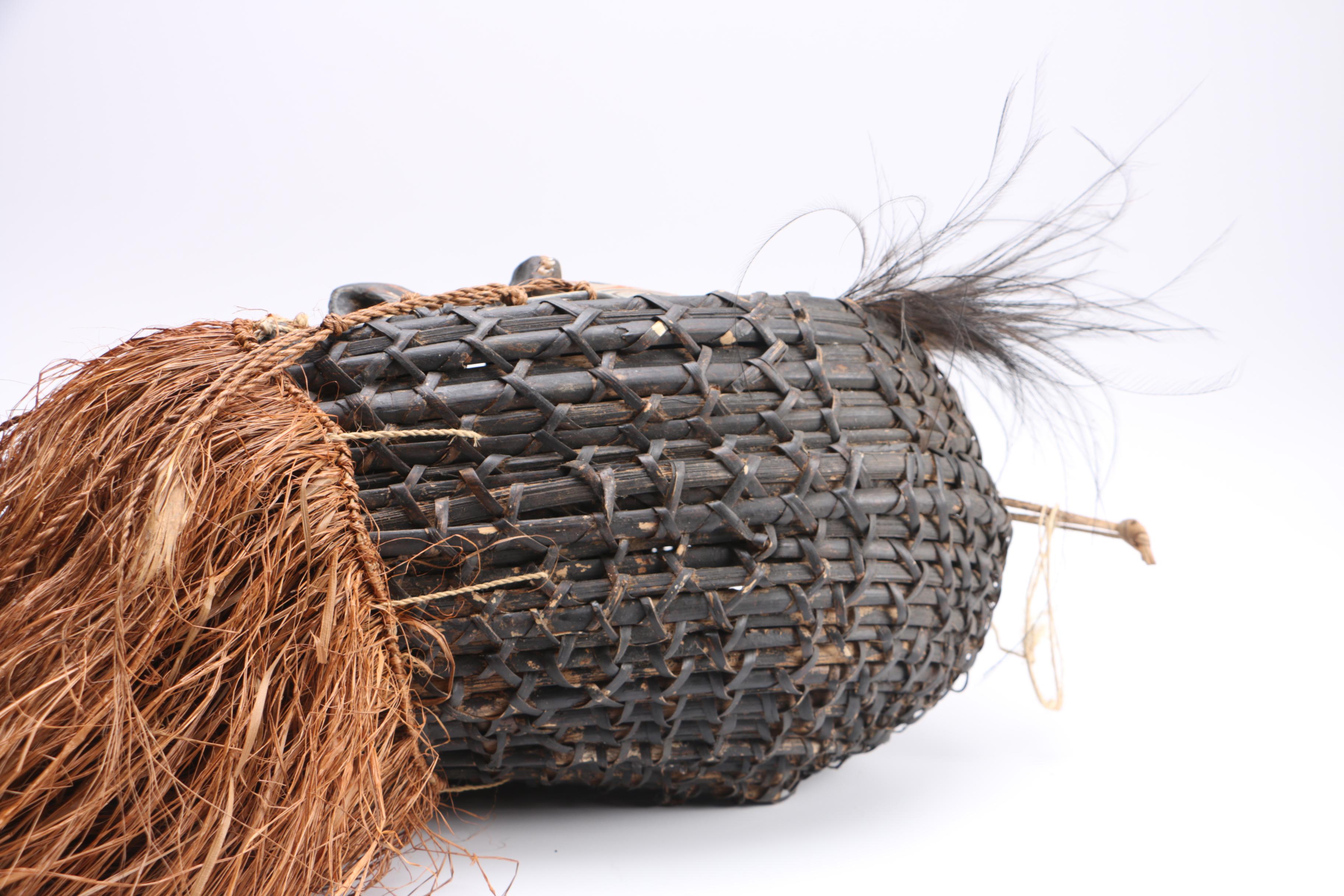 Lower Sepik River Valley Carved and Painted Basket Mask