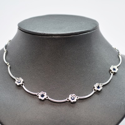 14K White Gold Sapphire Necklace