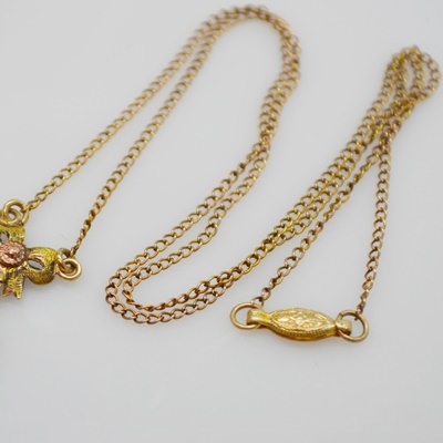 Vintage 10K Rose and Yellow Gold Faux Crystal Pendant Necklace