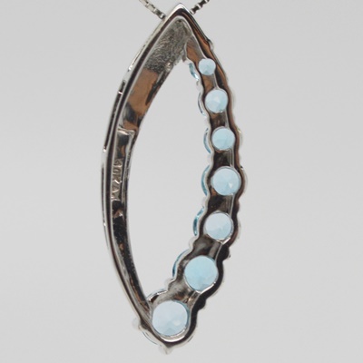10K White Gold Blue Topaz Pendant Necklace
