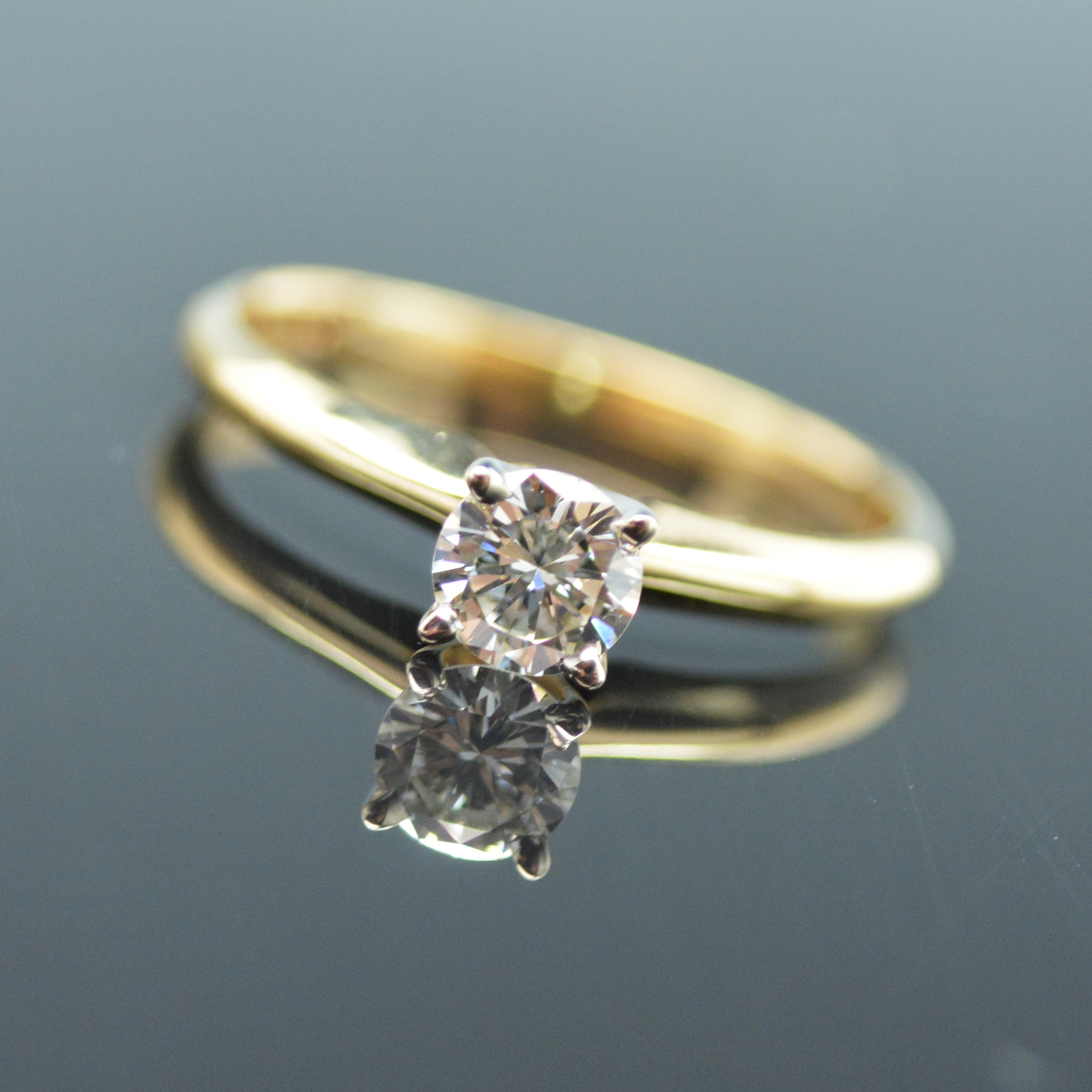 14K Yellow Gold Diamond Solitaire Ring