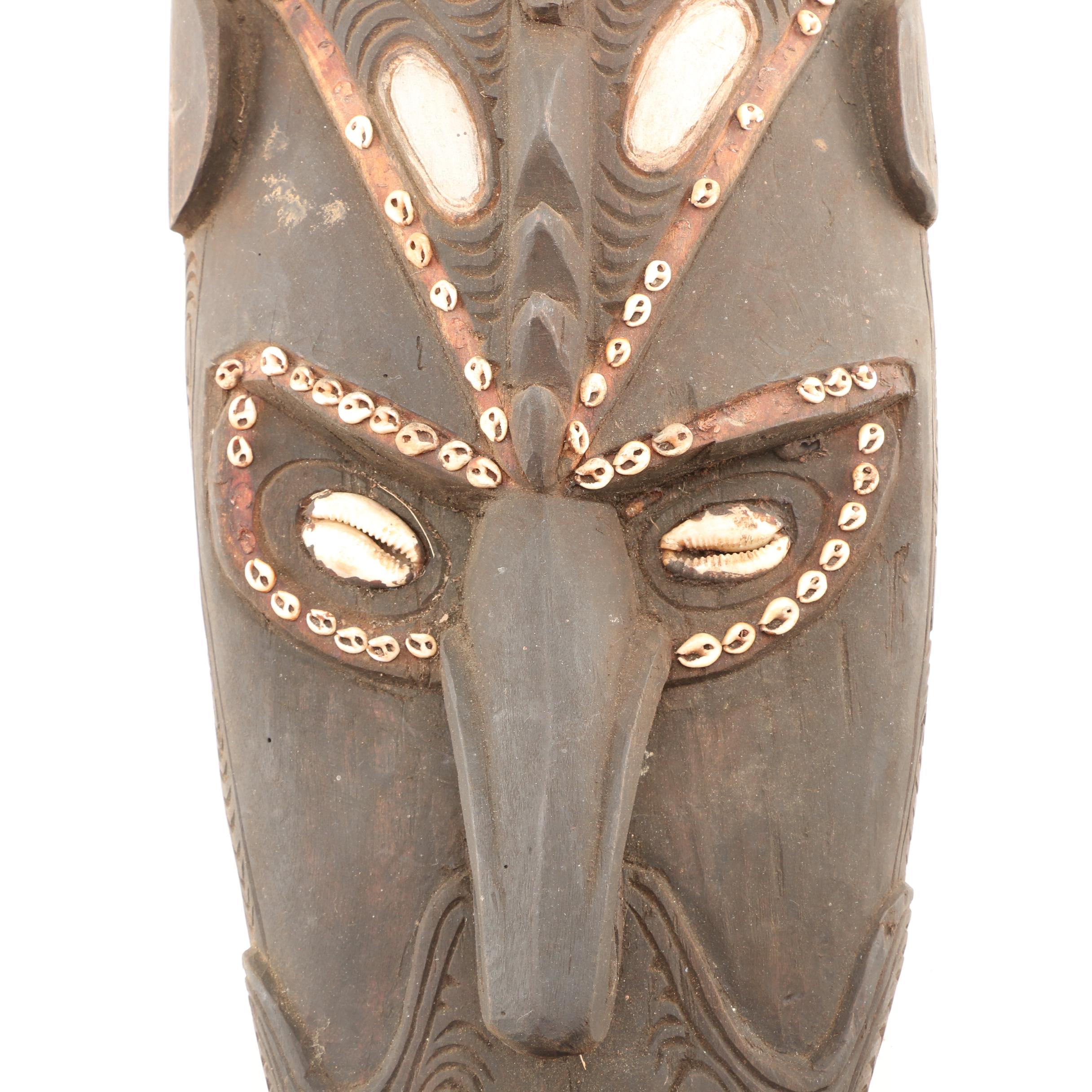 New Guinea Sepik River Valley Carved Figural Gope Shield