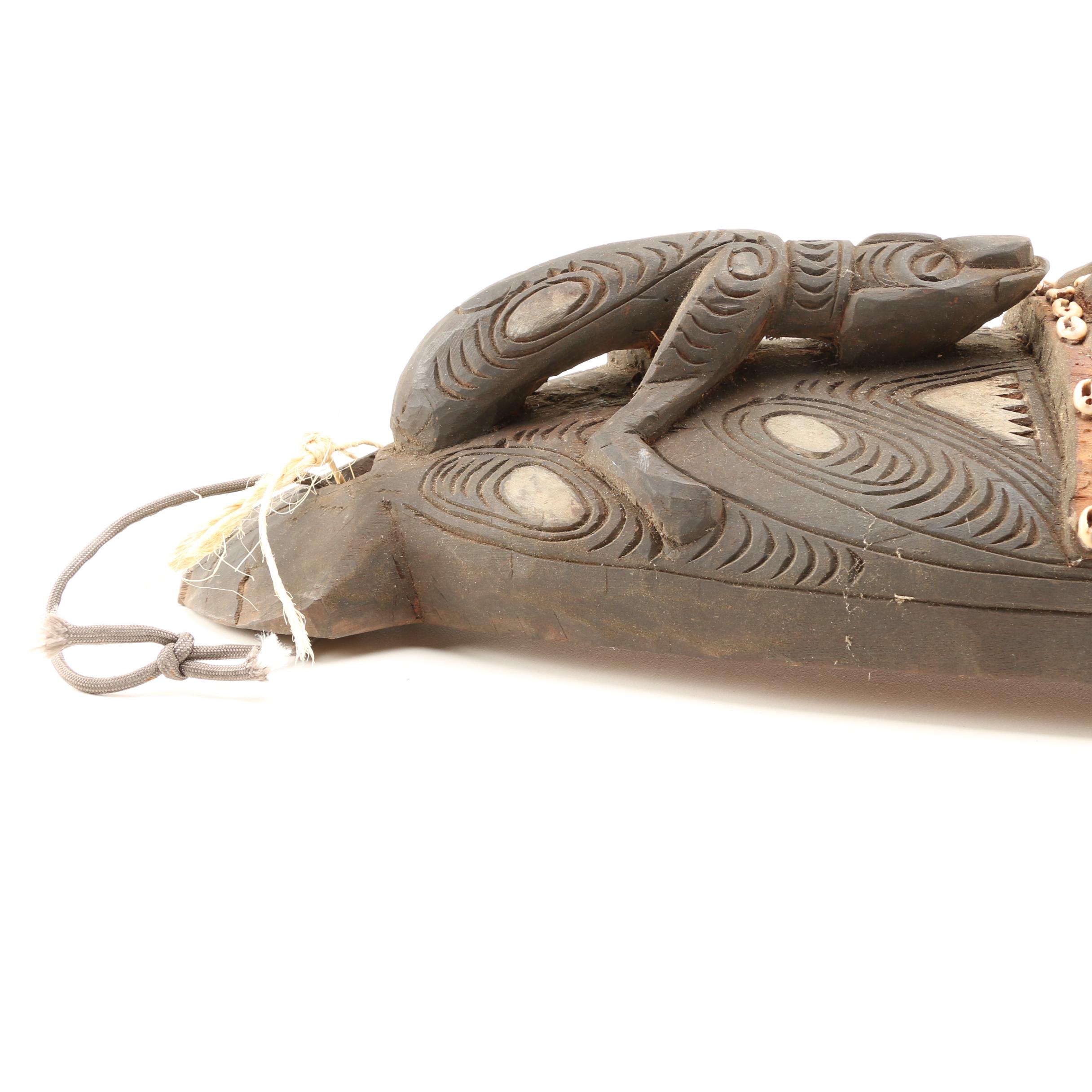 New Guinea Sepik River Valley Carved Figural Gope Shield