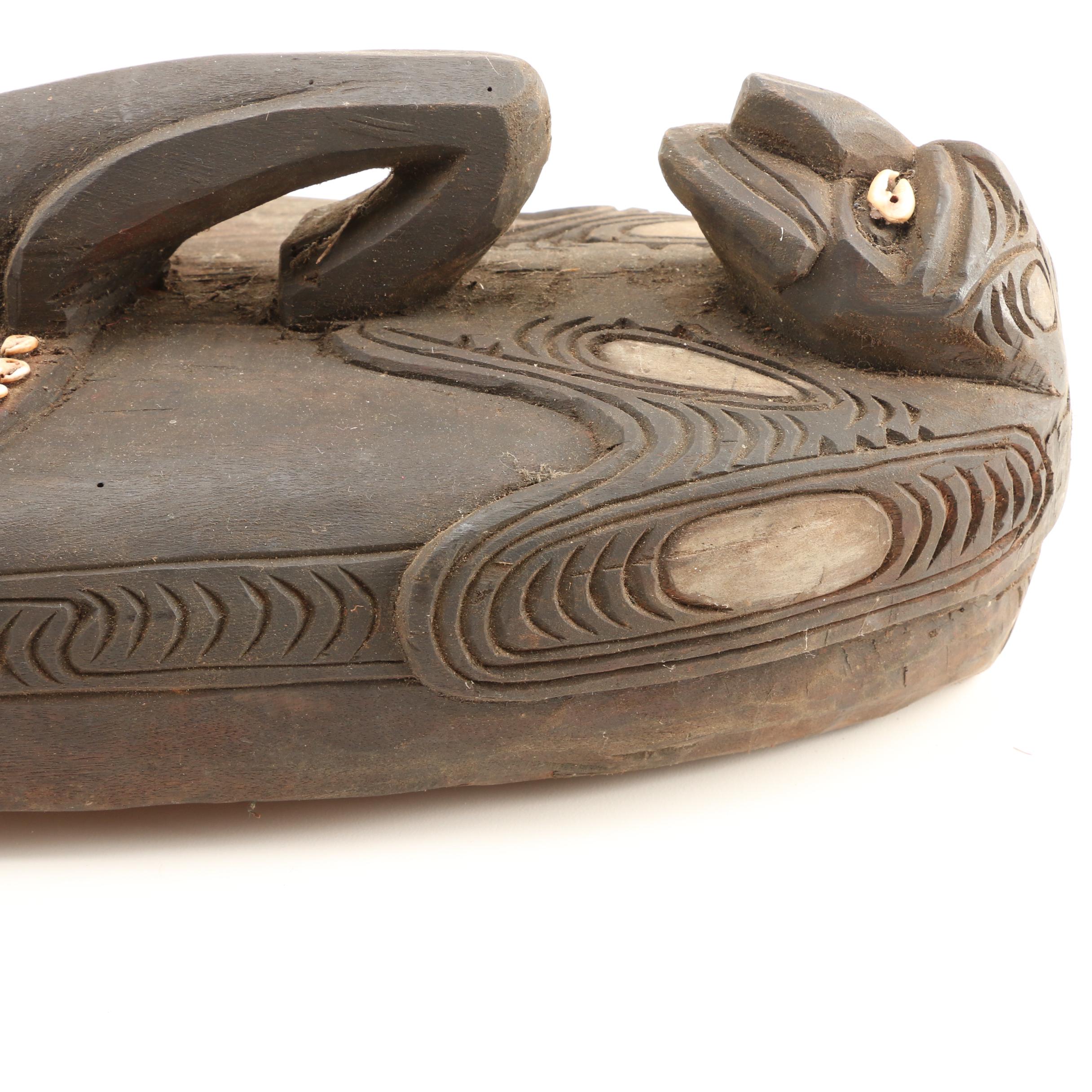 New Guinea Sepik River Valley Carved Figural Gope Shield