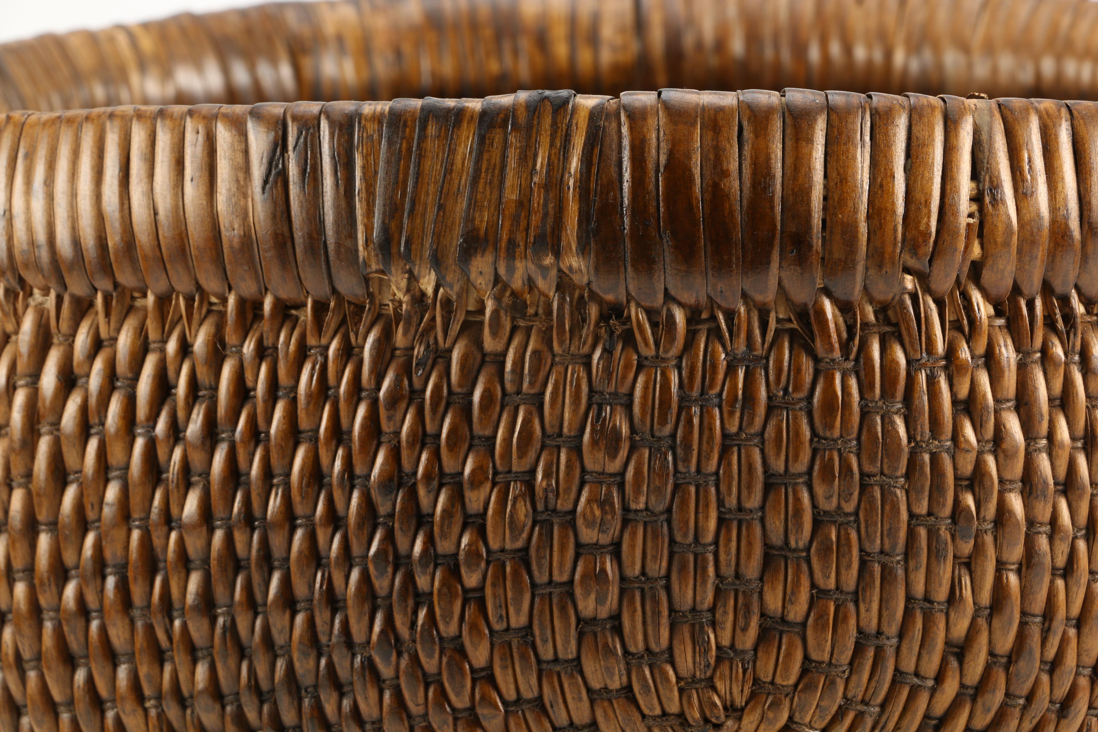 Handmade Wicker Basket With Walnut Handle