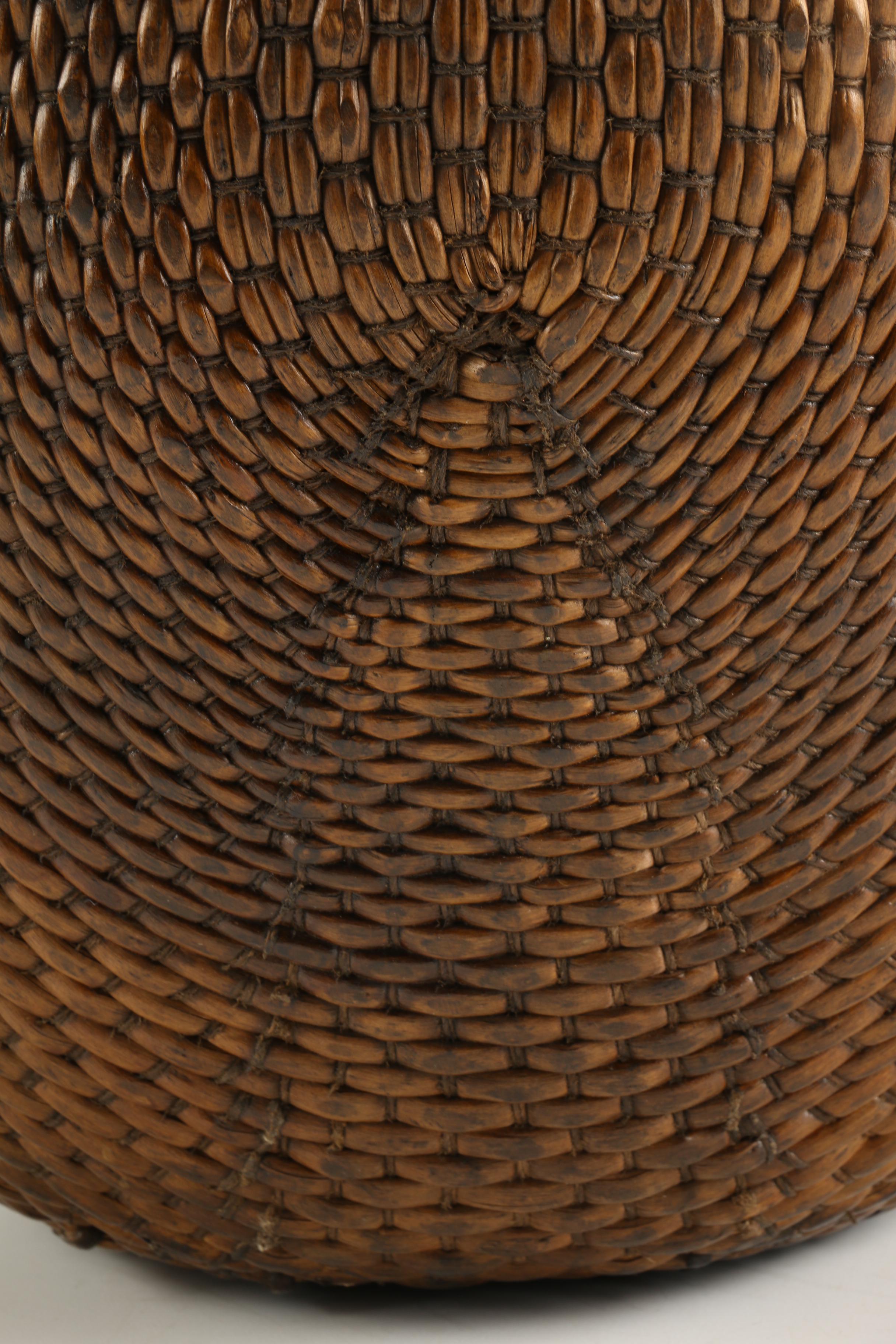 Handmade Wicker Basket With Walnut Handle