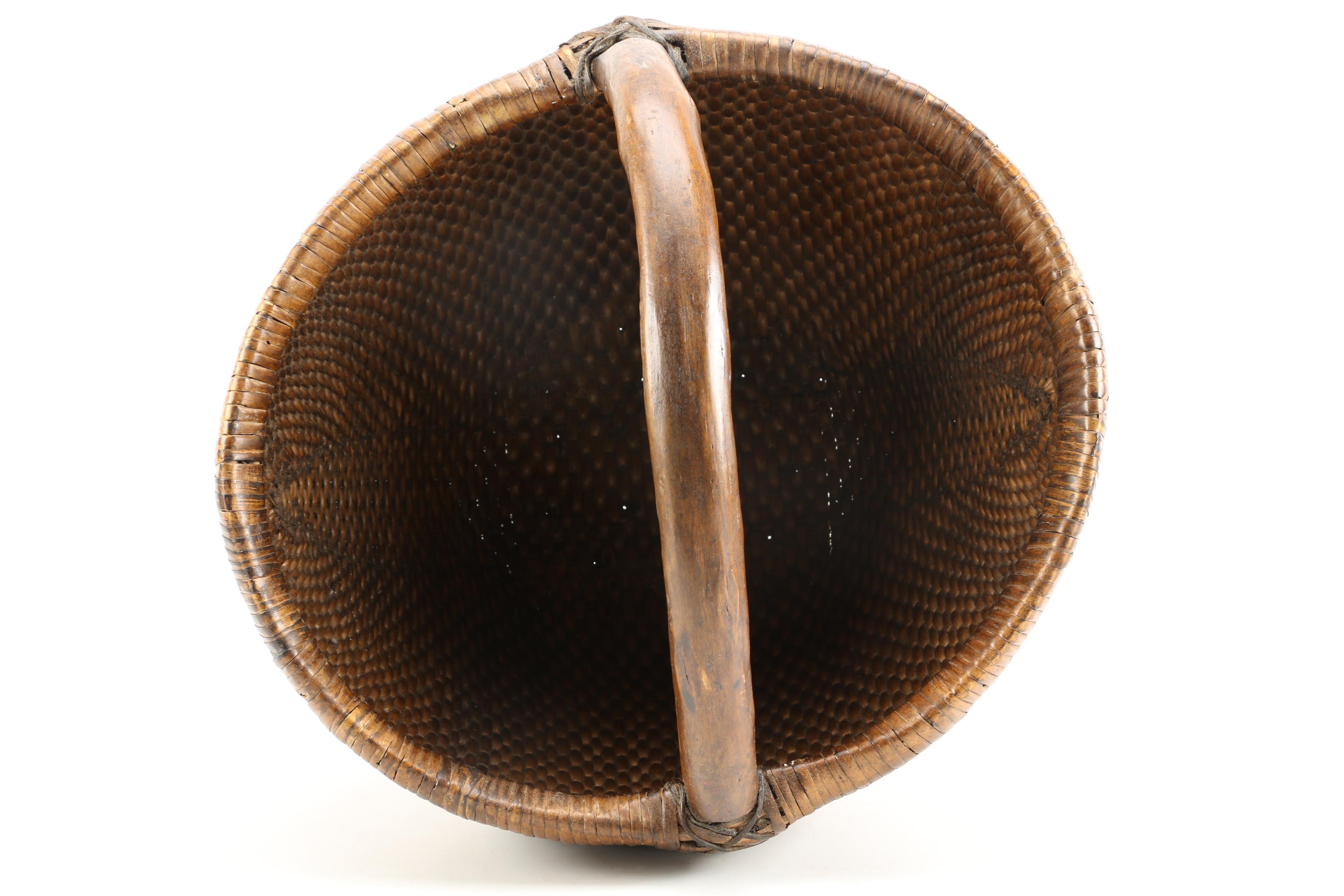 Handmade Wicker Basket With Walnut Handle