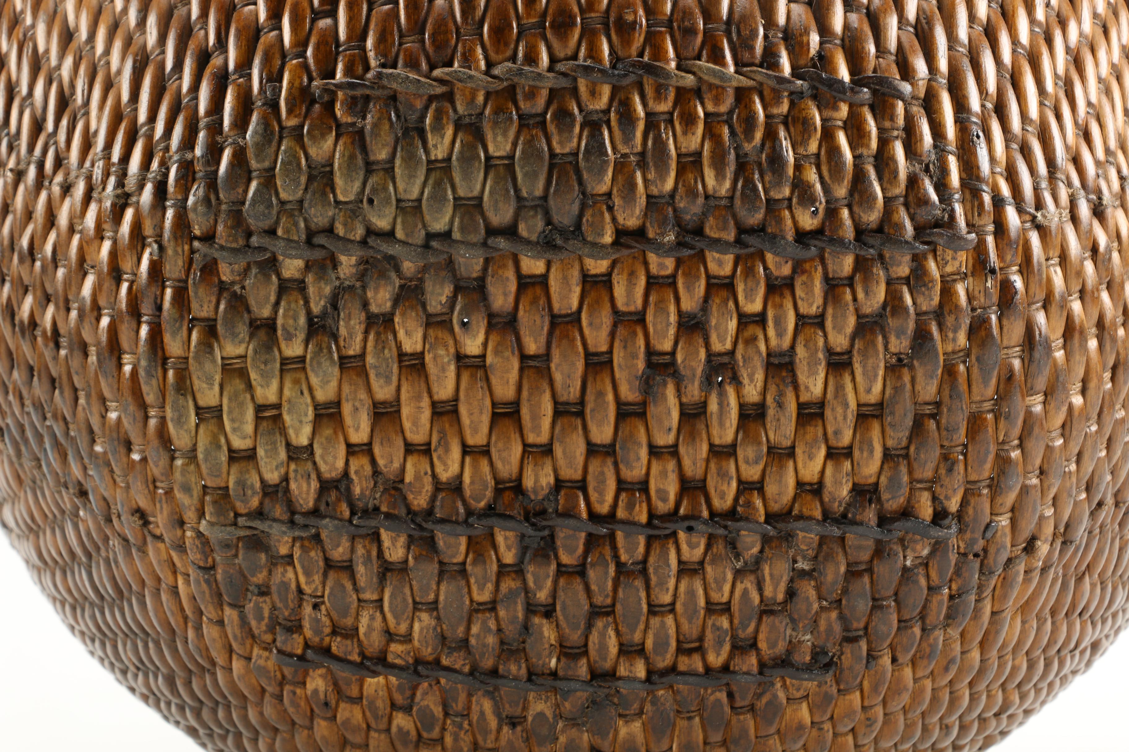 Handmade Wicker Basket With Walnut Handle