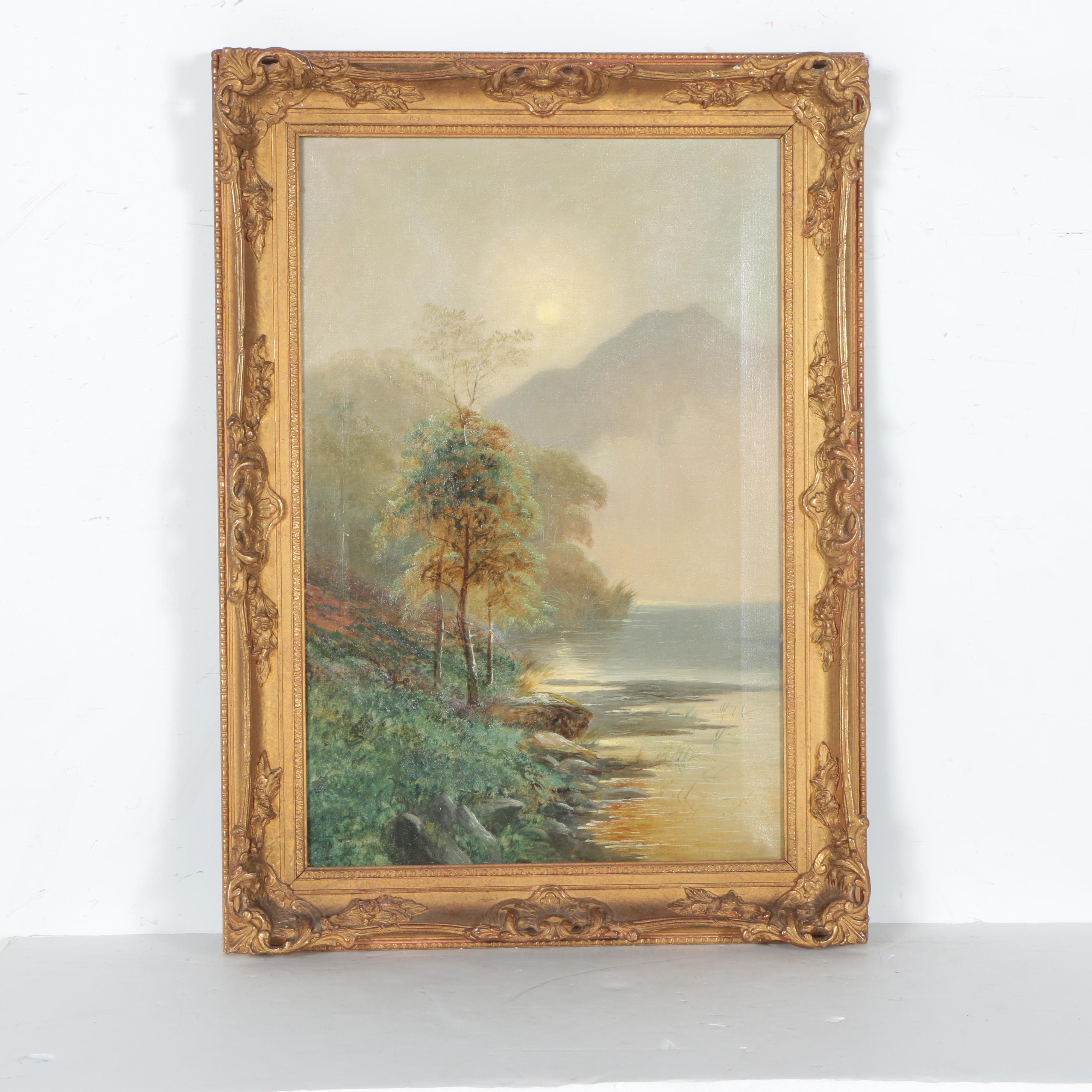 D.W. Marshall Oil on Canvas "Misty Morning Loch Rannoch"