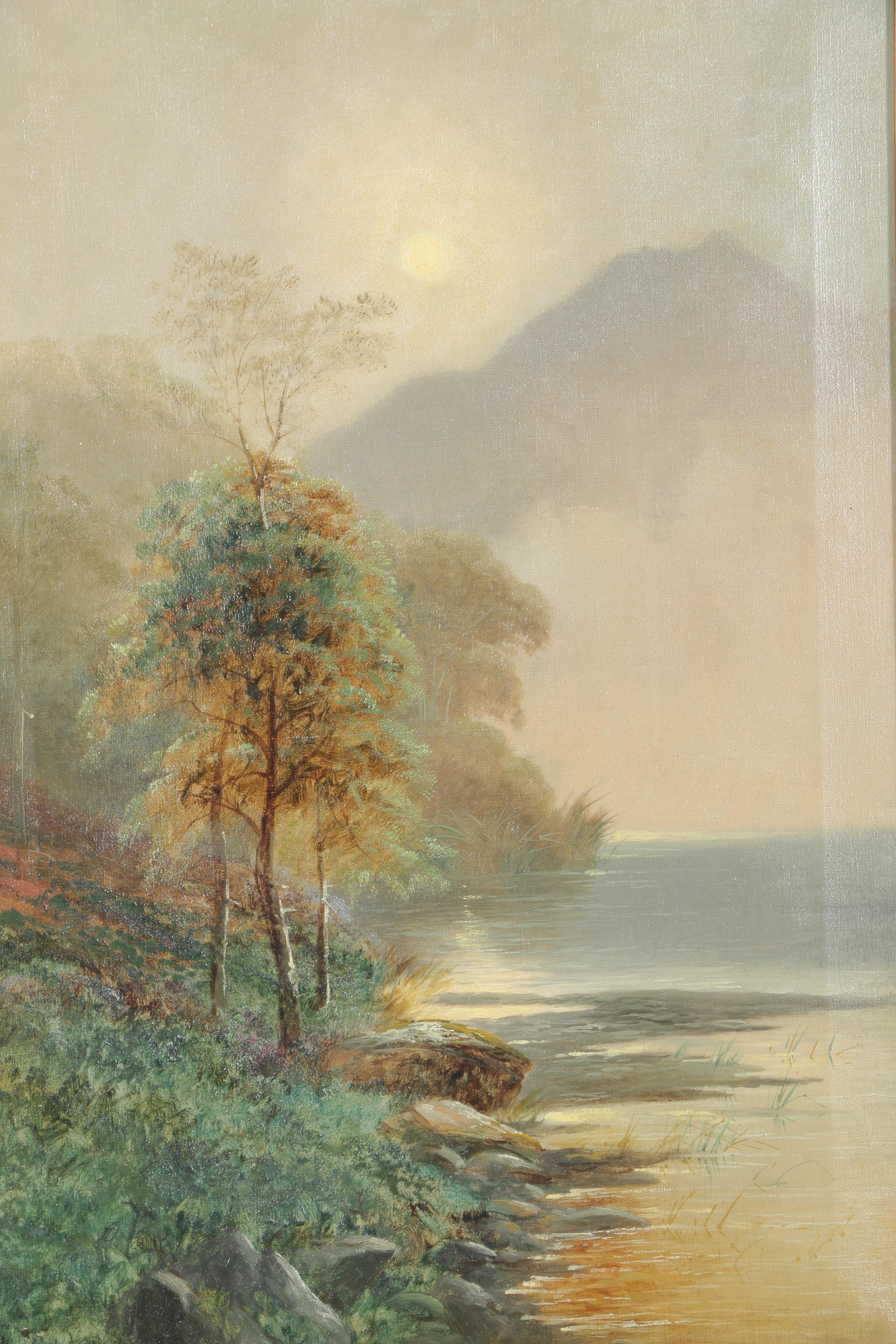 D.W. Marshall Oil on Canvas "Misty Morning Loch Rannoch"