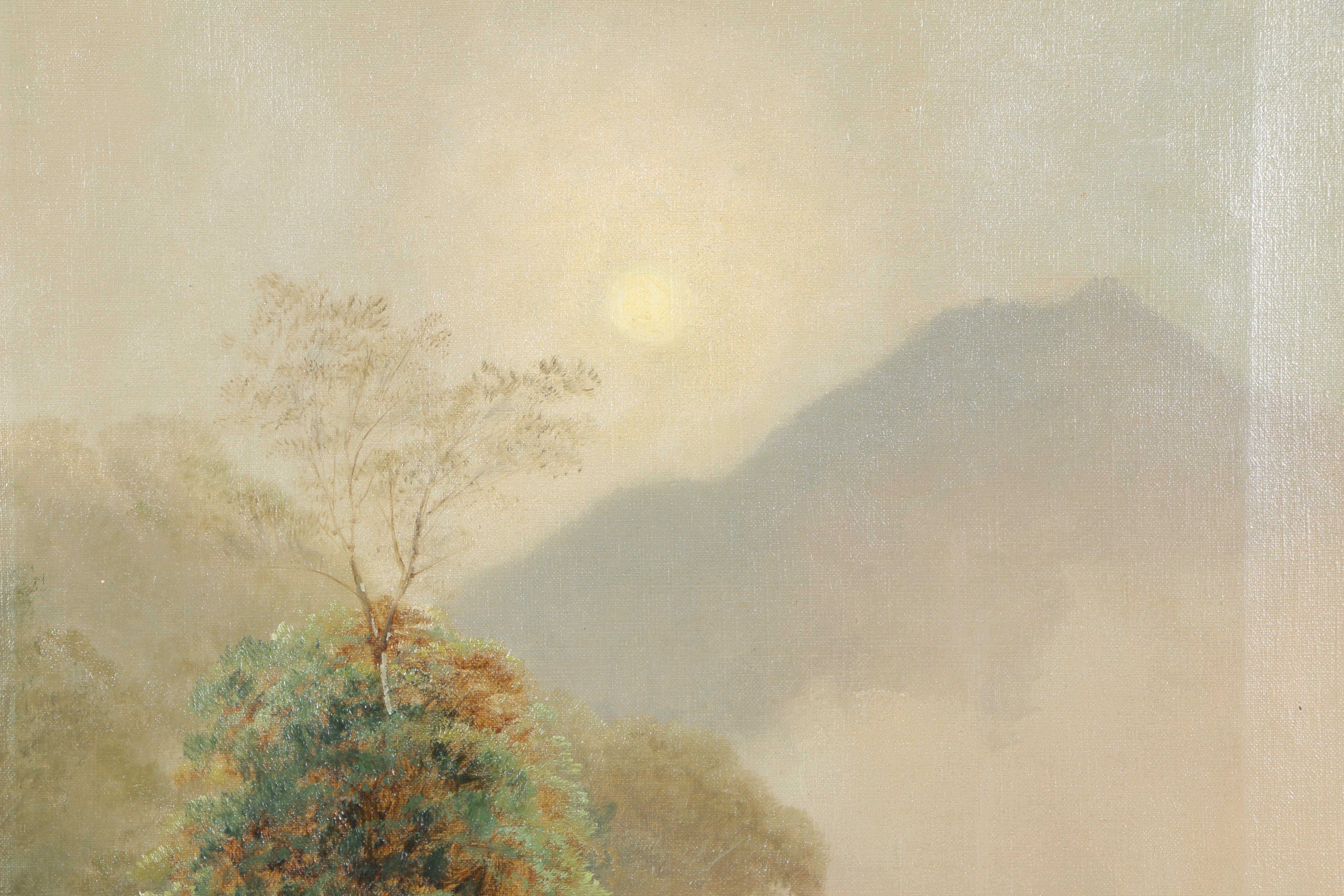 D.W. Marshall Oil on Canvas "Misty Morning Loch Rannoch"
