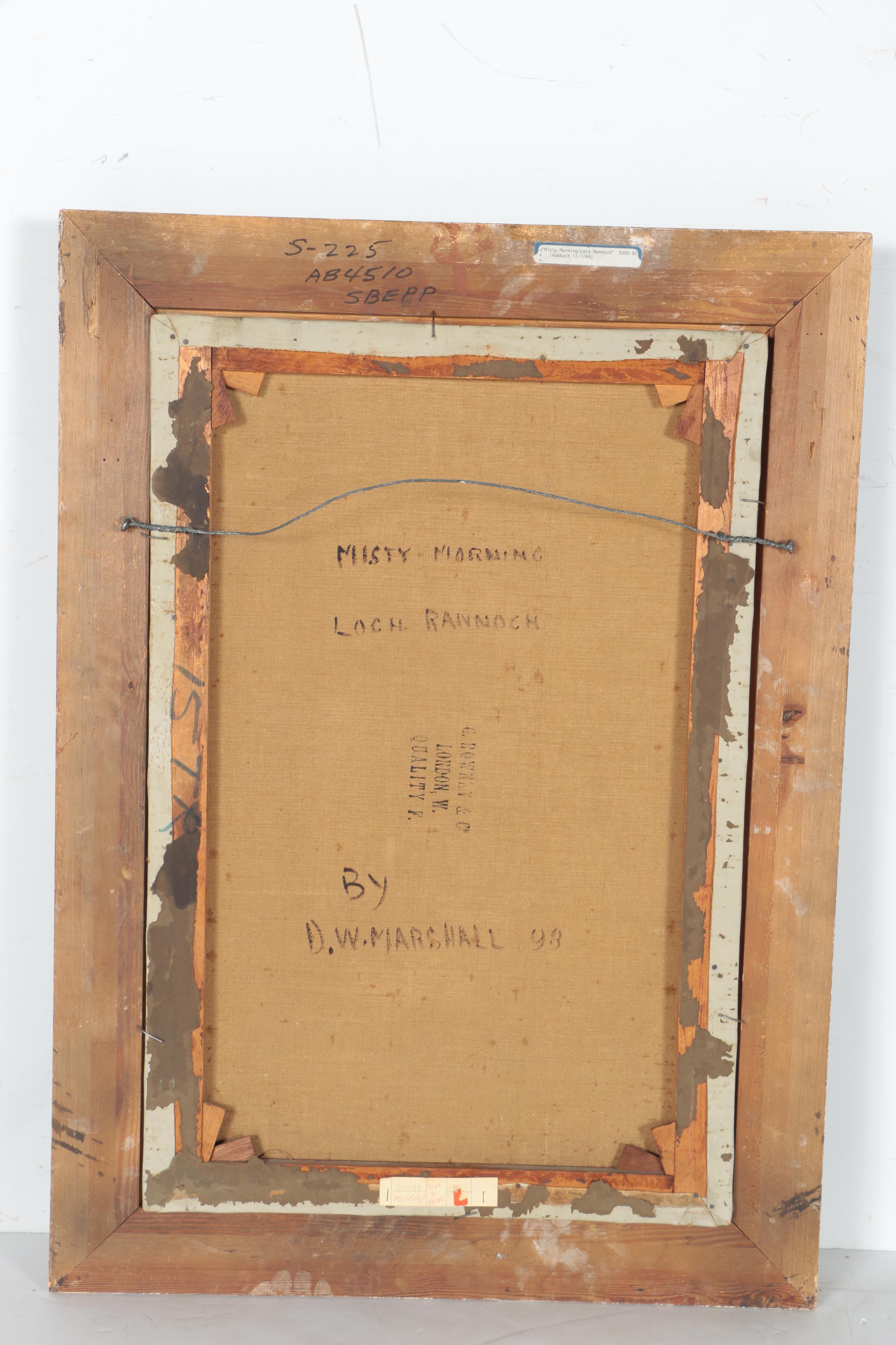 D.W. Marshall Oil on Canvas "Misty Morning Loch Rannoch"