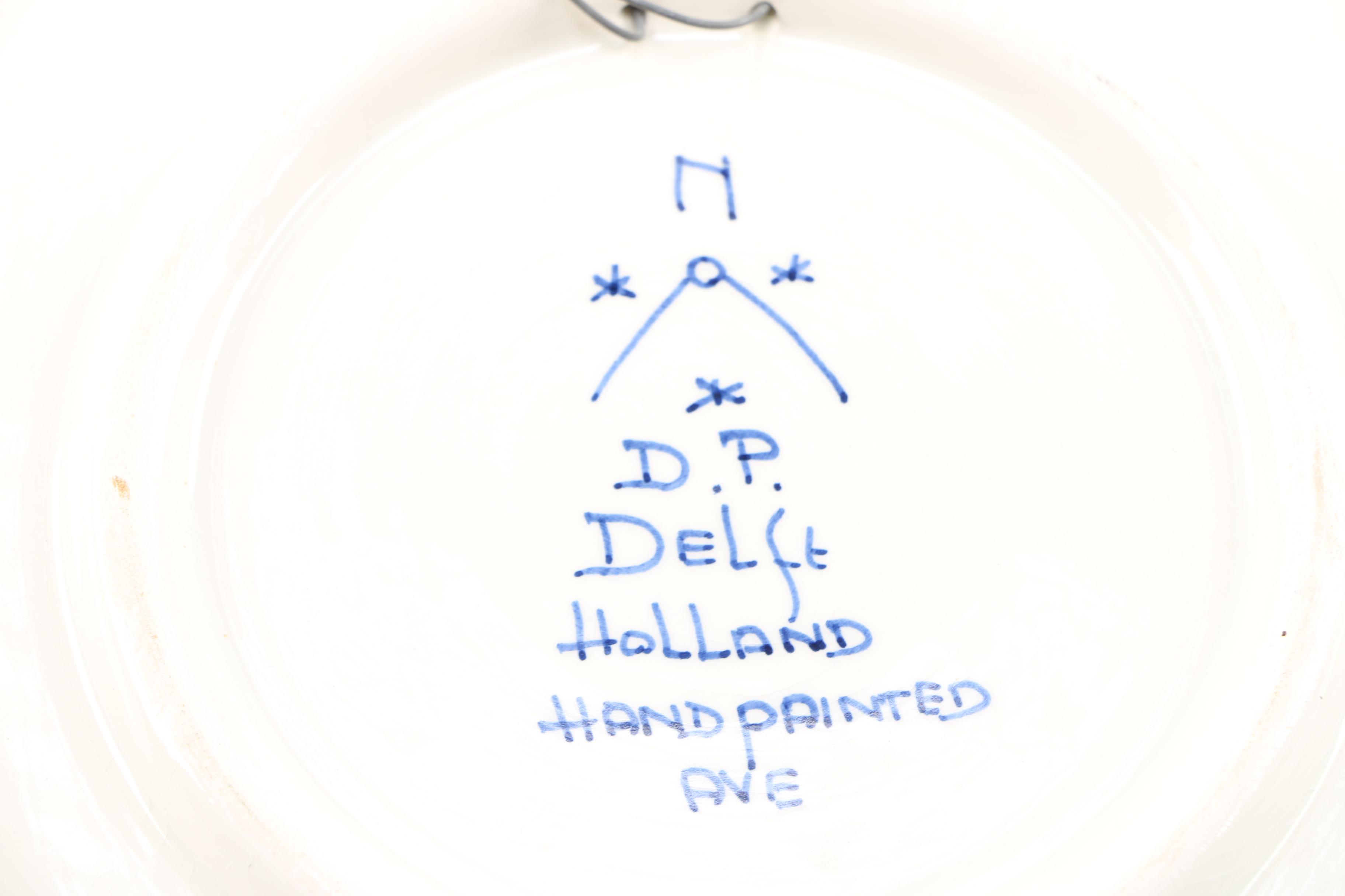 Hand-painted D.P. Delft Plate