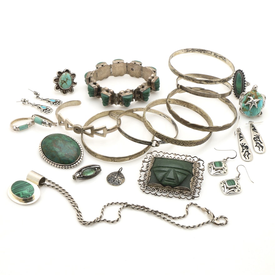 Sterling Silver Green Gemstone Assortment