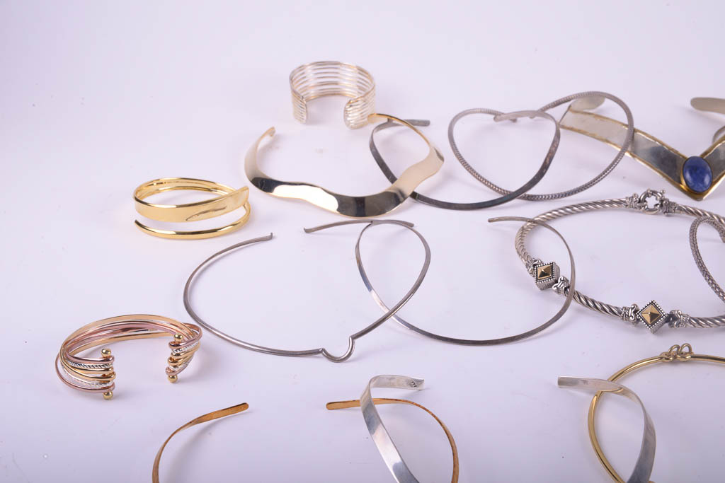 Collection of Statement Chokers and Bracelet Cuffs