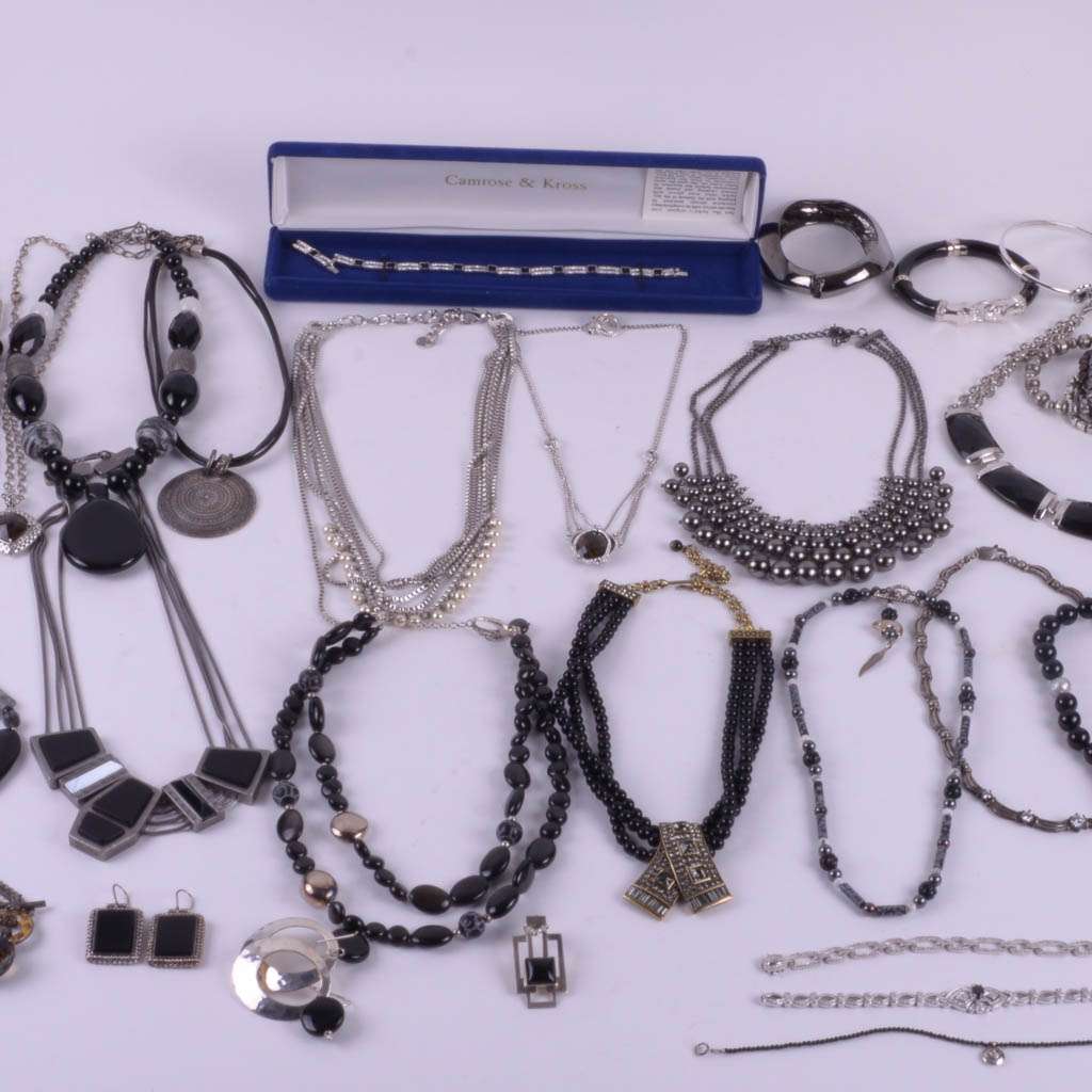 Collection of Silver Tone and Black Fashion Jewelry by Camrose & Ross, Rebecca Minkoff, and More