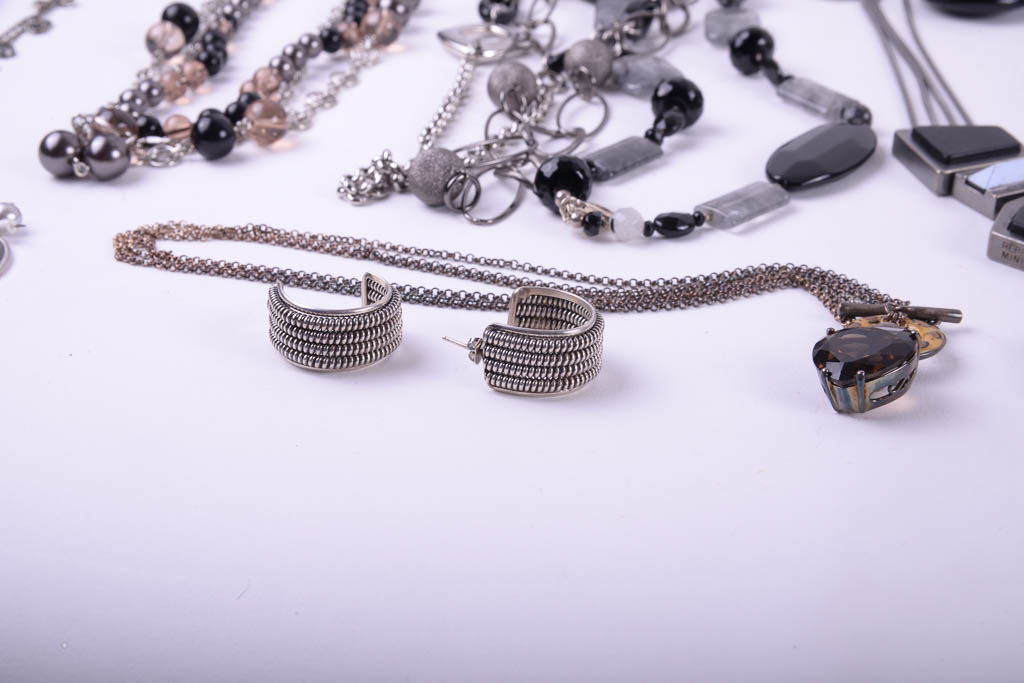 Collection of Silver Tone and Black Fashion Jewelry by Camrose & Ross, Rebecca Minkoff, and More